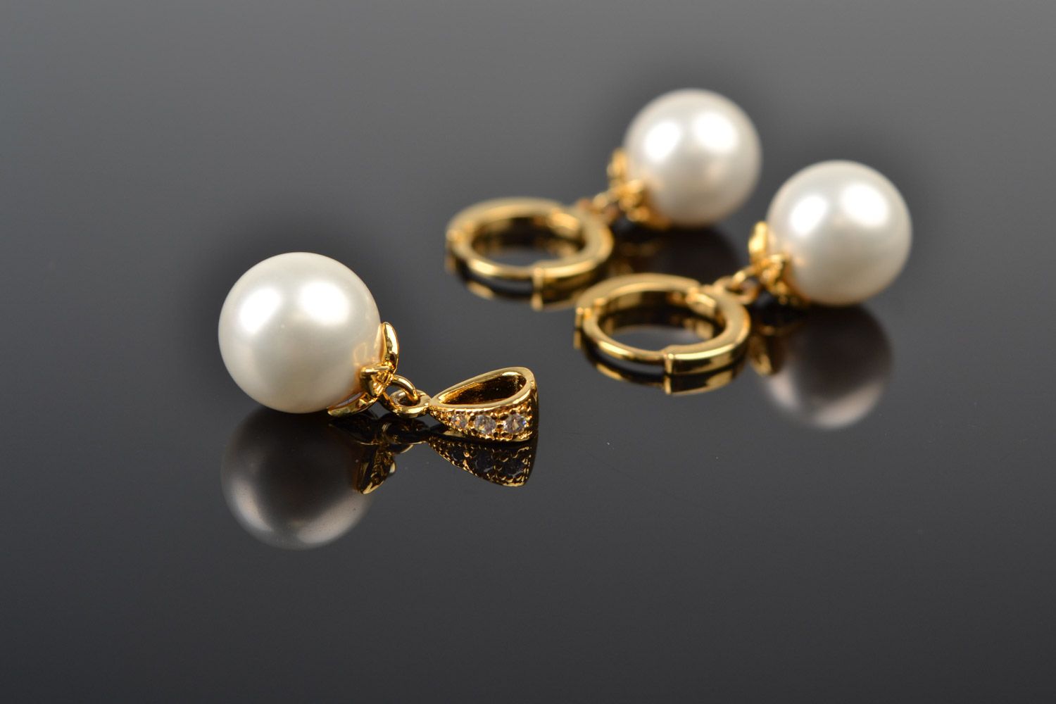 Ensemble de bijoux en perles d'imitation blancs faits main 2 pièces pour femme photo 4