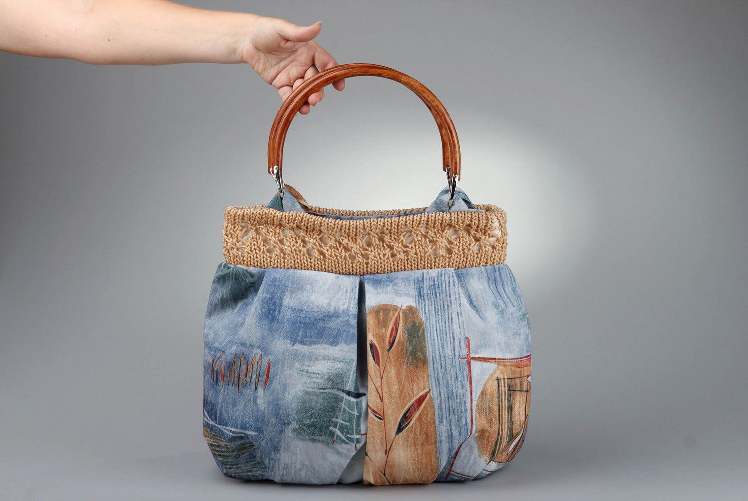 Textile woman's blue bag photo 5