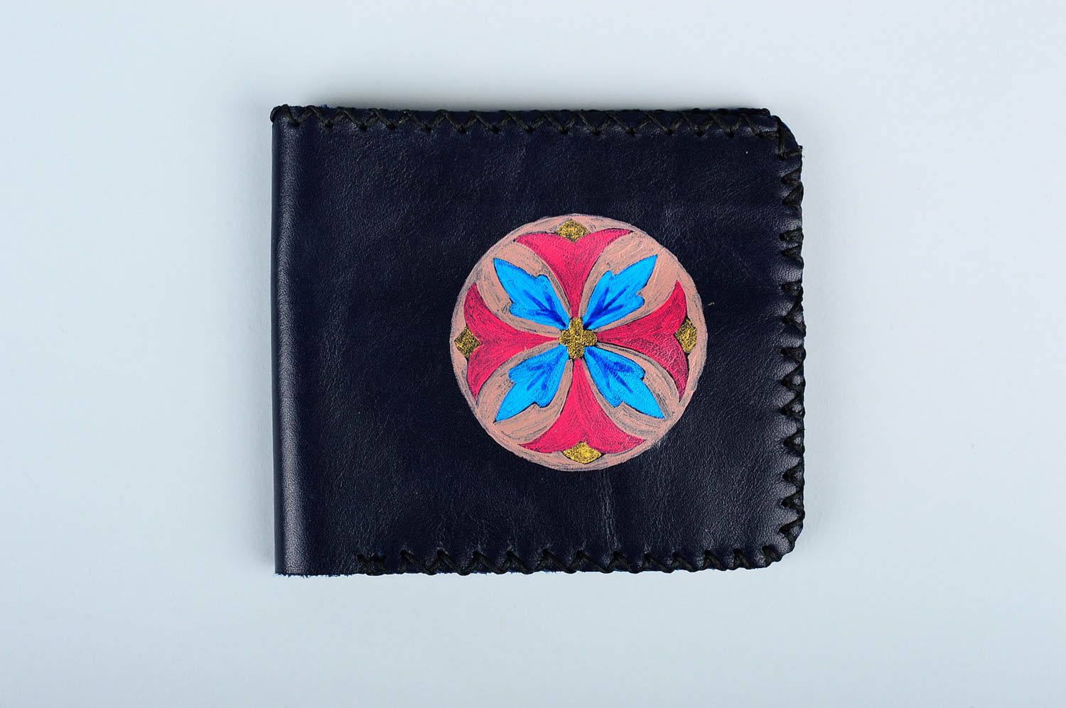 Unusual handmade leather wallet elegant wallet for men gentlemen only photo 1
