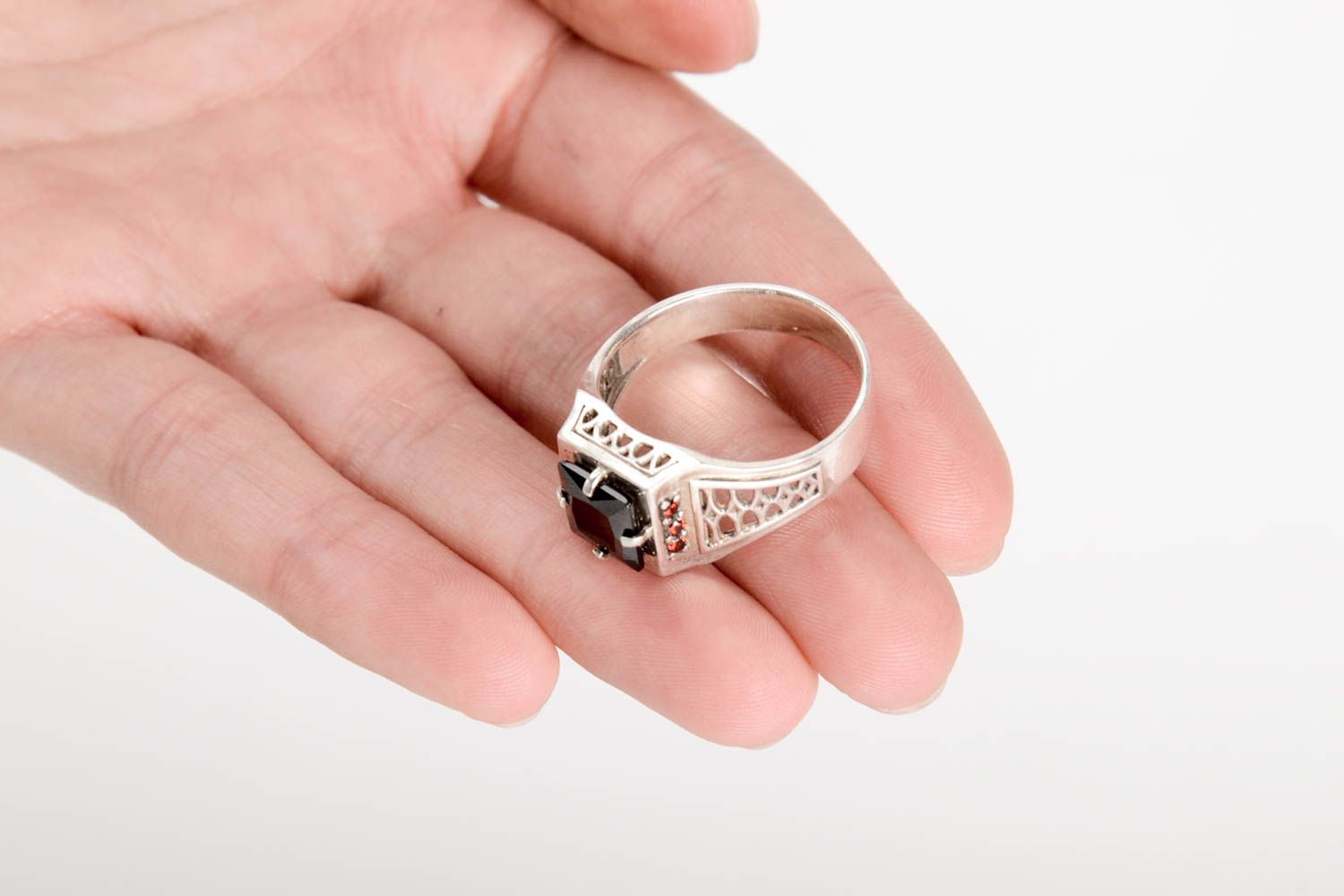 Handmade silver ring stylish designer present unusual jewelry for men photo 5