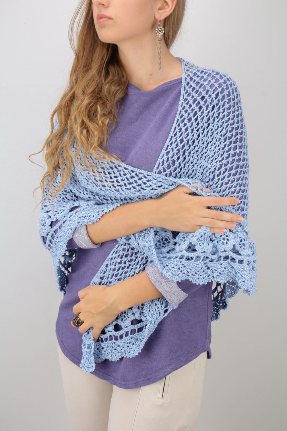Crochet blue shawl photo 1