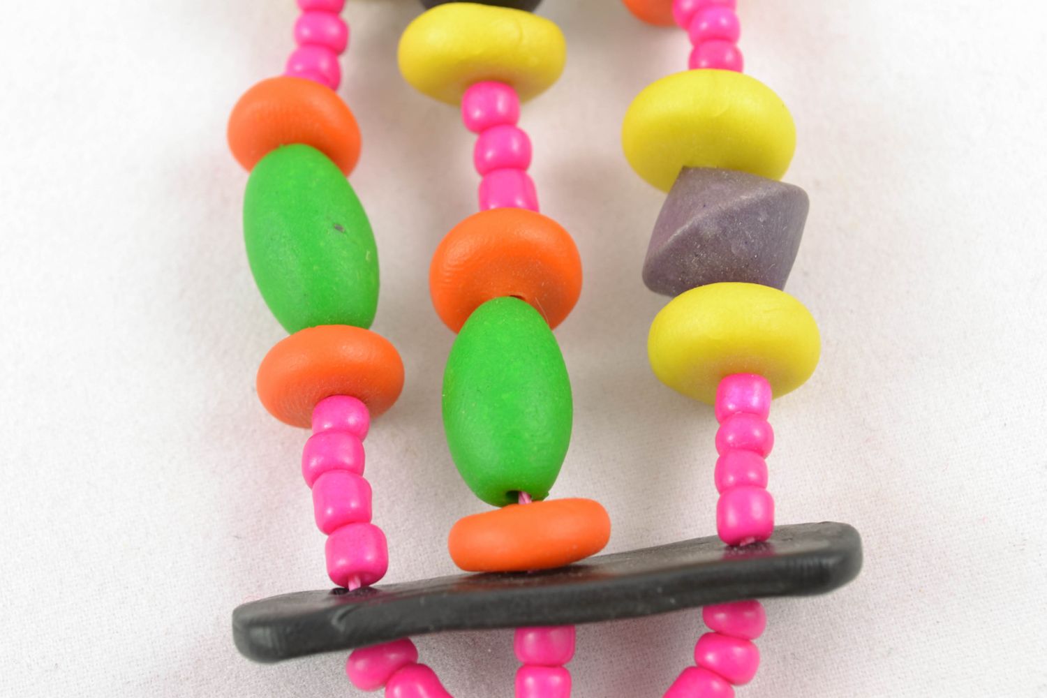 Multi-row polymer clay necklace photo 3