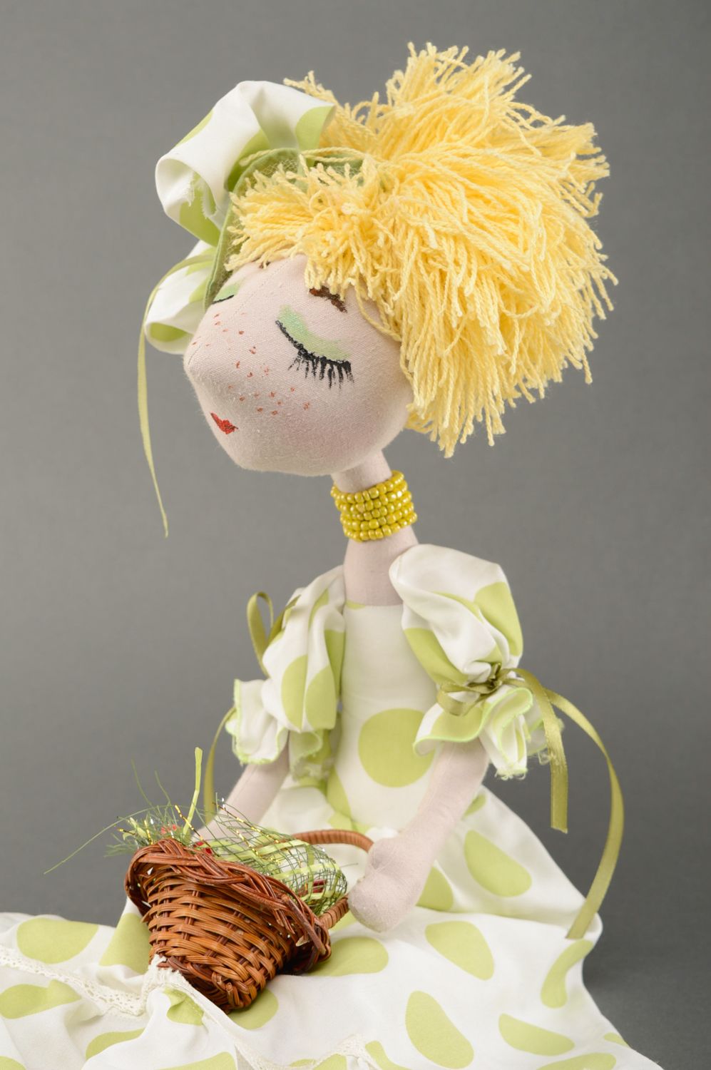 Handmade designer doll sewn of fabric photo 2