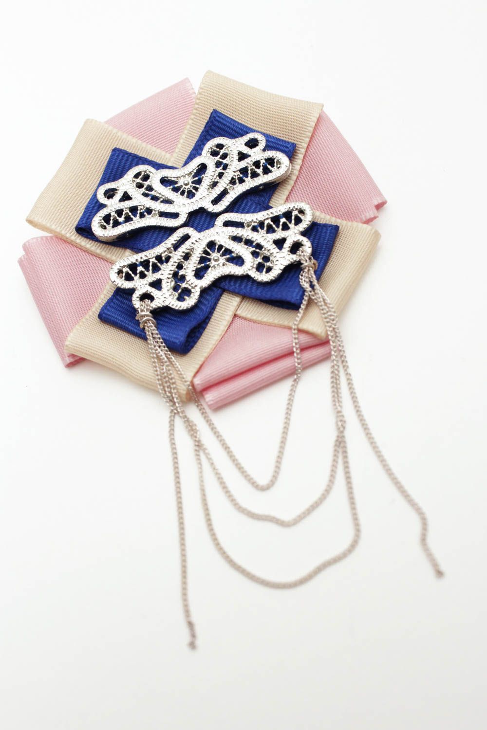 Handmade Damen Brosche Accessoire für Frauen Designer Schmuck blau mit Ketten foto 3