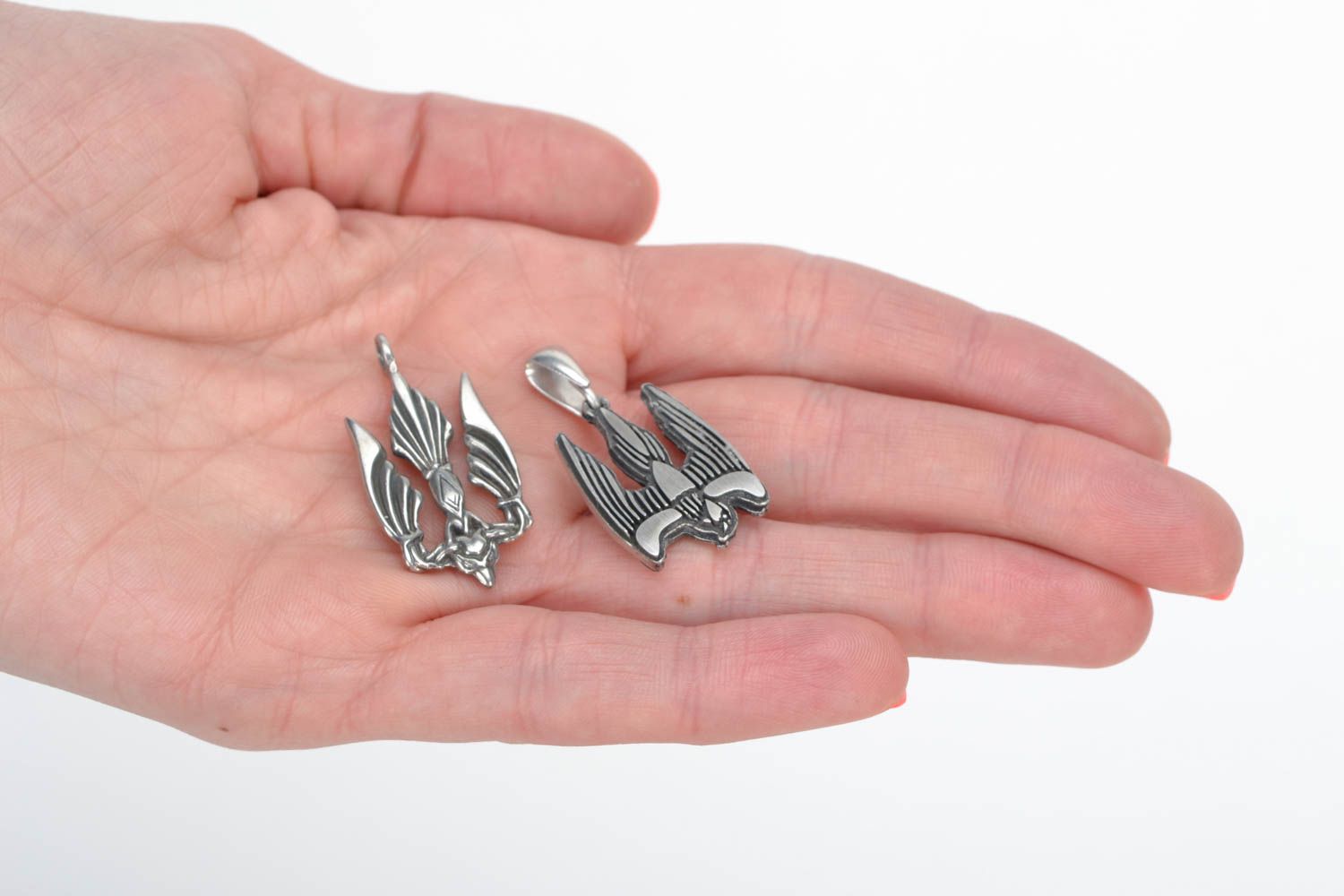 Beautiful designer unusual DIY metal blank pendants set 2 pieces photo 5