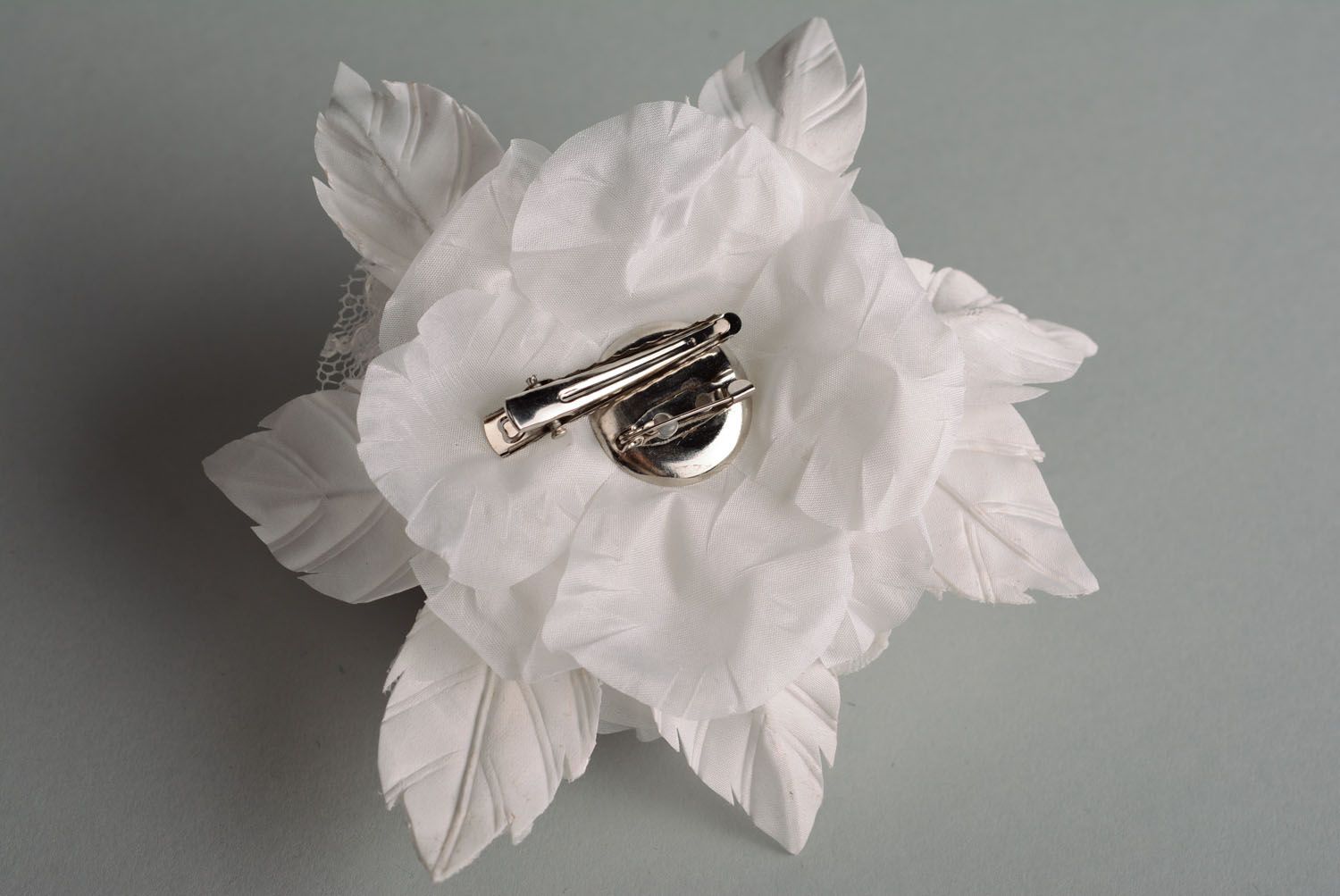 Homemade brooch hair clip White Rose photo 5