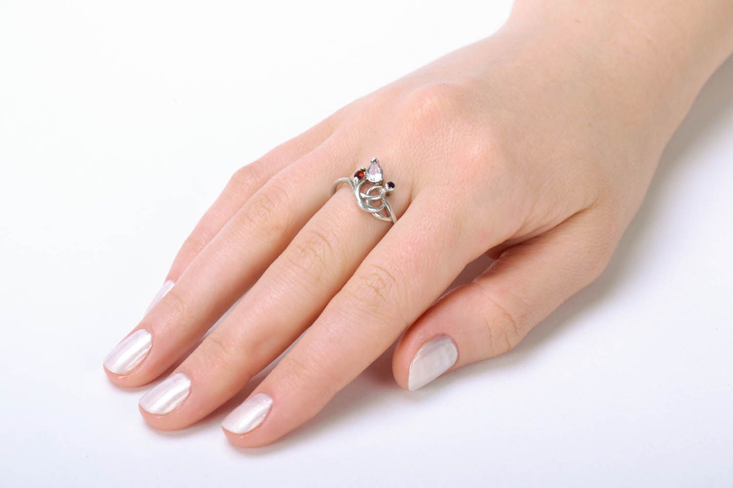 Серебряное кольцо ручной работы с камнем фото 5