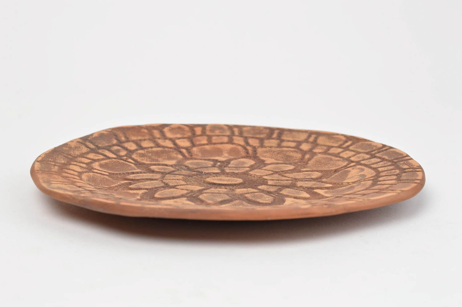Керамическая тарелка для вторых блюд авторская глиняная посуда ручной работы фото 3