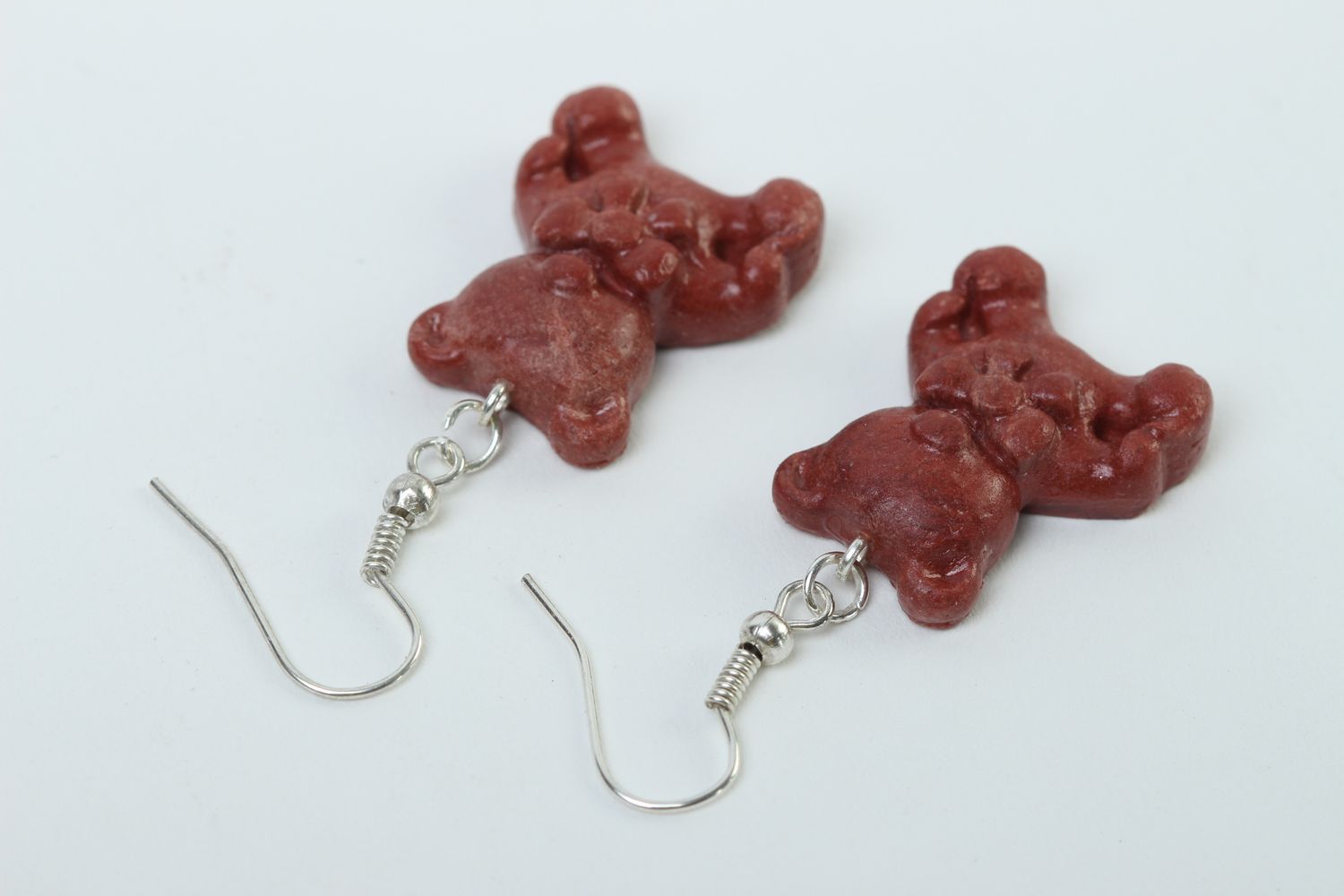 Украшение ручной работы модные серьги милые мишки серьги из полимерной глины фото 4