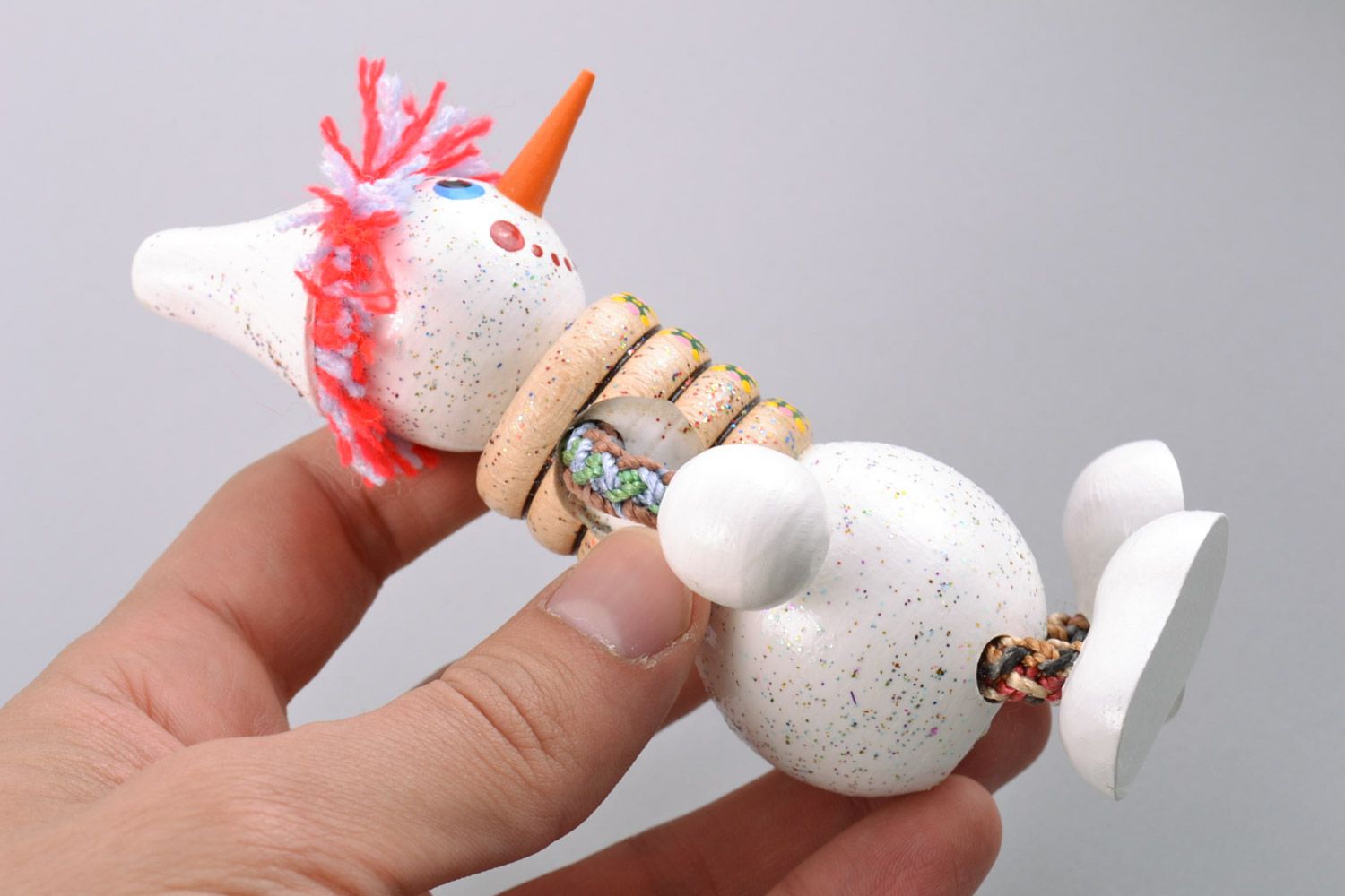 Деревянная игрушка снеговик с росписью ручной работы детская оригинальная фото 2
