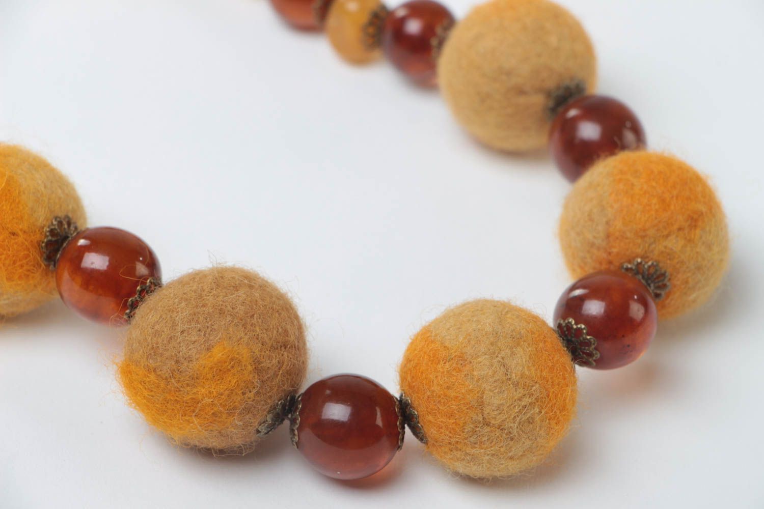 Handmade stylish woolen necklace beaded necklace amber necklace present for her photo 4