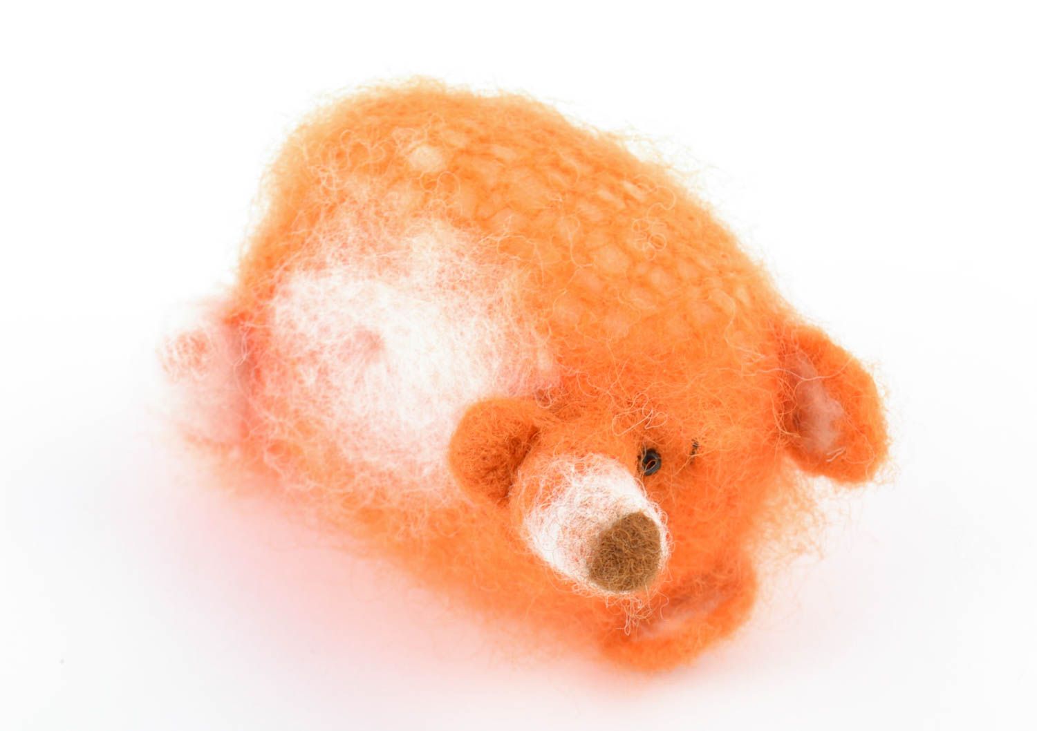 Маленькая мягкая игрушка ручной работы Лис вязаный из шерсти оранжевый улыбчивый фото 5