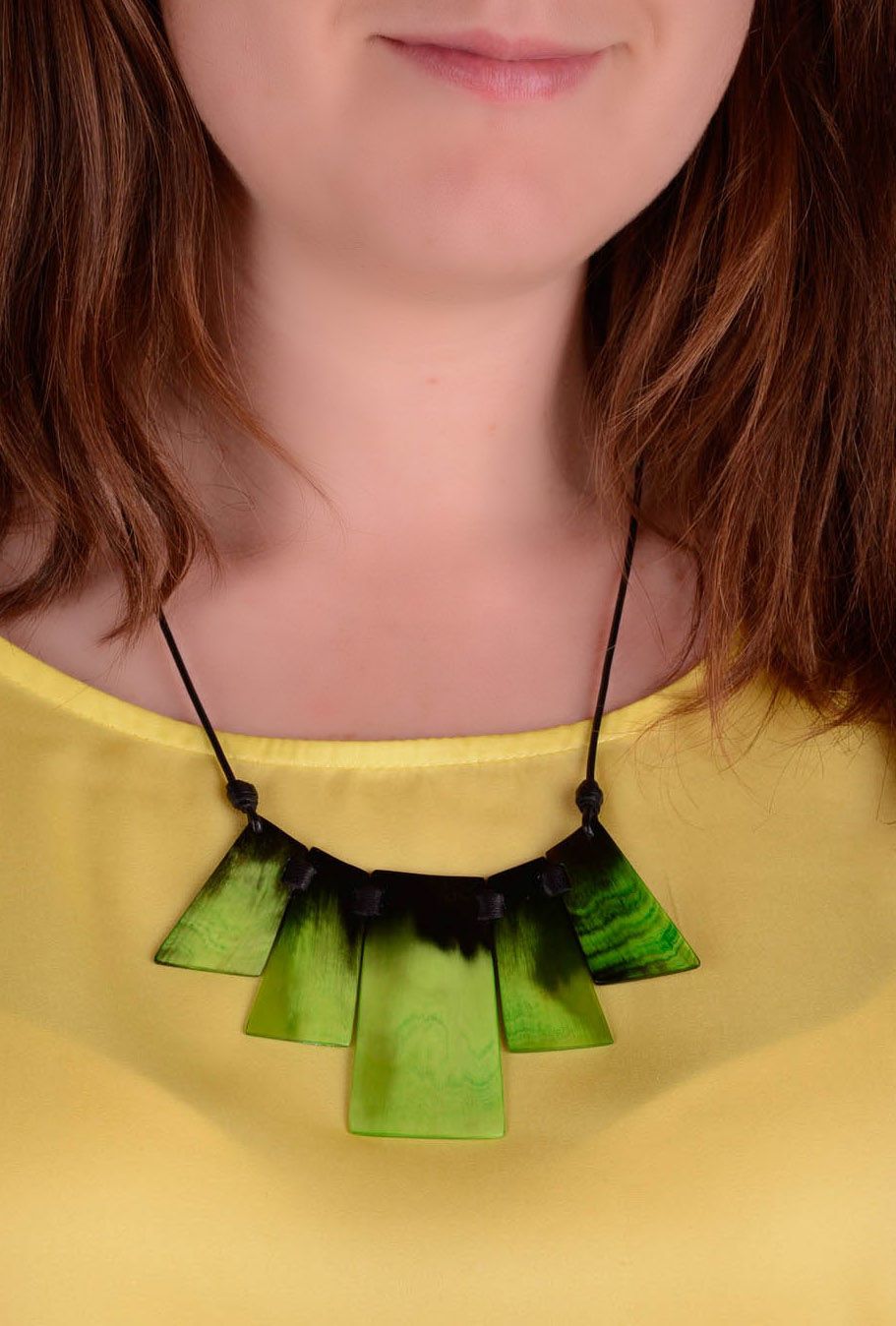 Necklace made ​​of natural horn and leather photo 4