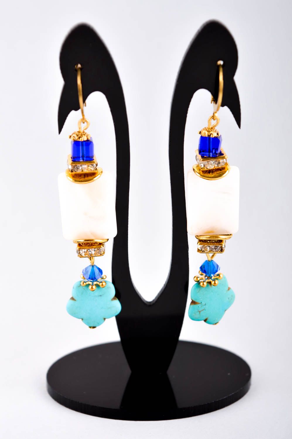 Handmade earrings with turquoise long earrings with charms present for girl  photo 2