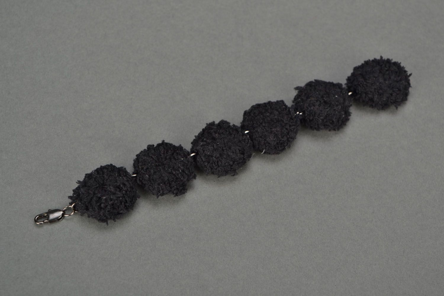 Bracelet tricoté Corail noir fait main photo 4