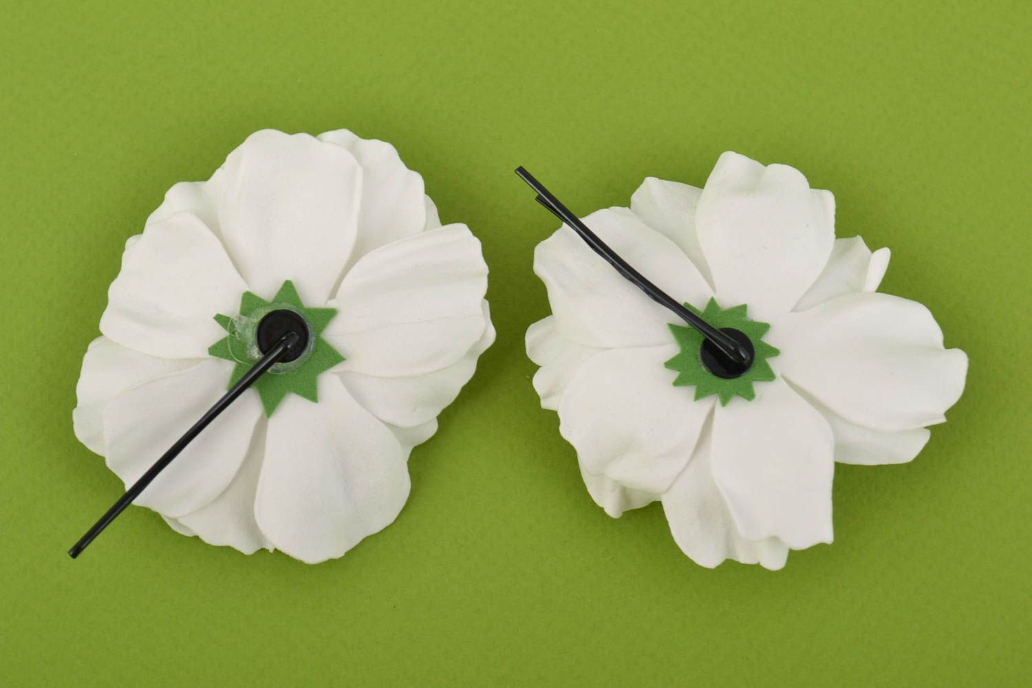 Set of handmade hair pins unusual flower accessories for hair 2 pieces photo 7