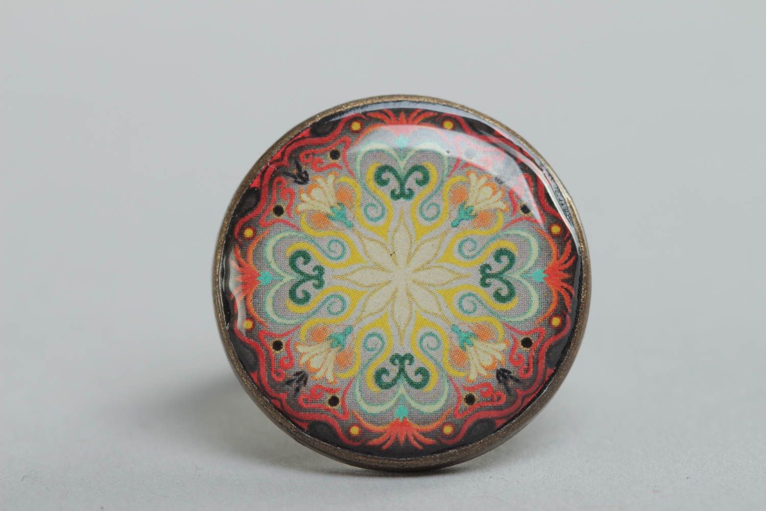 Runder Ring aus Glasur und Polymer Ton stilvoll groß mit Muster Handarbeit Frauen foto 3