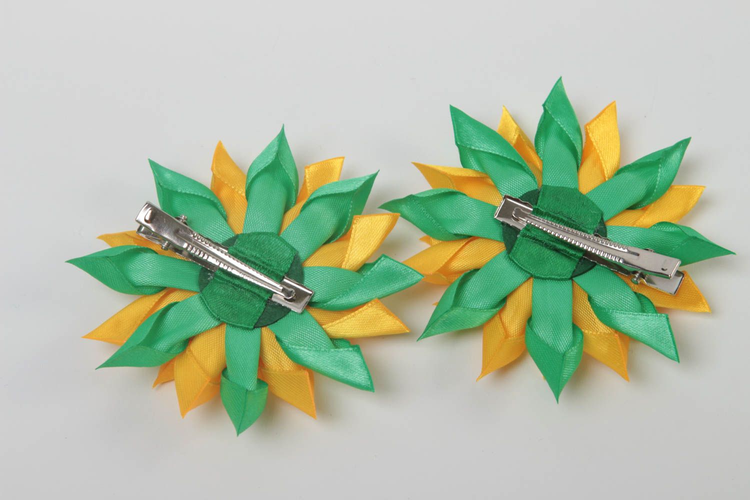 Set of 2 hair barrettes handmade hair accessories flower hair clips kanzashi photo 4