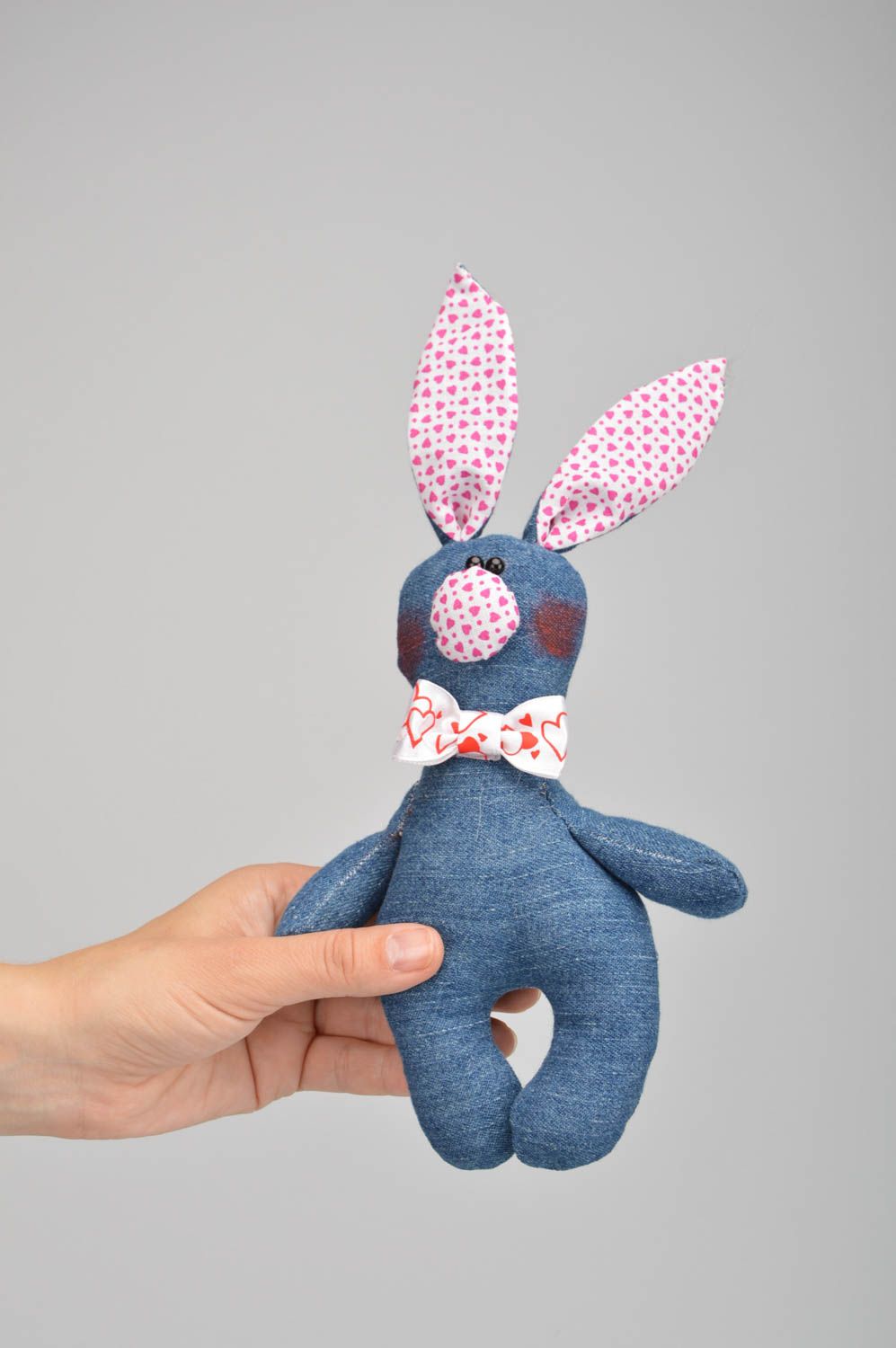 Handmade Kuscheltier Hase Stoff Tier Geschenk Idee Spielzeug für Kleinkinder foto 1