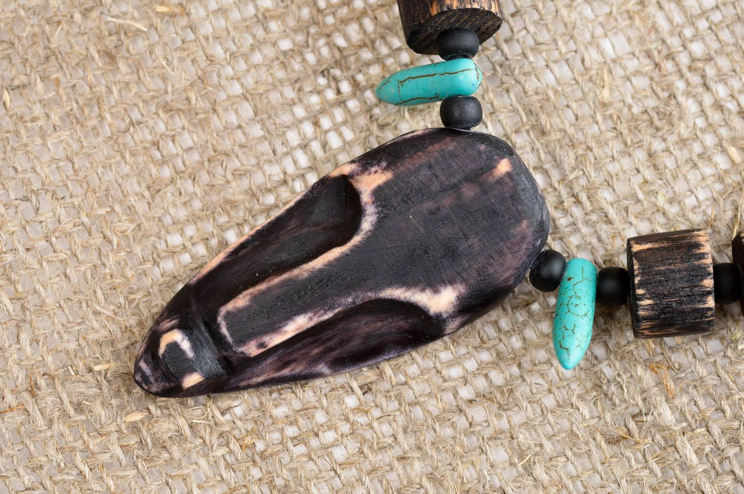 Handmade wooden necklace wooden jewelry ethnic necklace eco friendly necklace photo 5