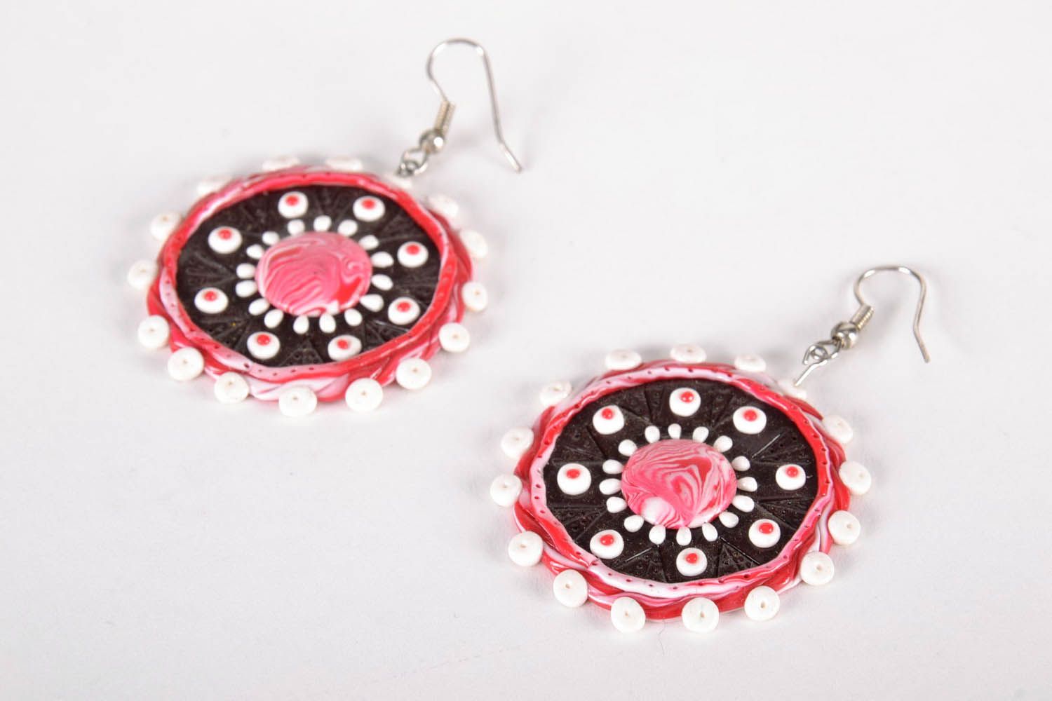 Earrings Made of Polymer Clay Using Filigree Technique photo 4