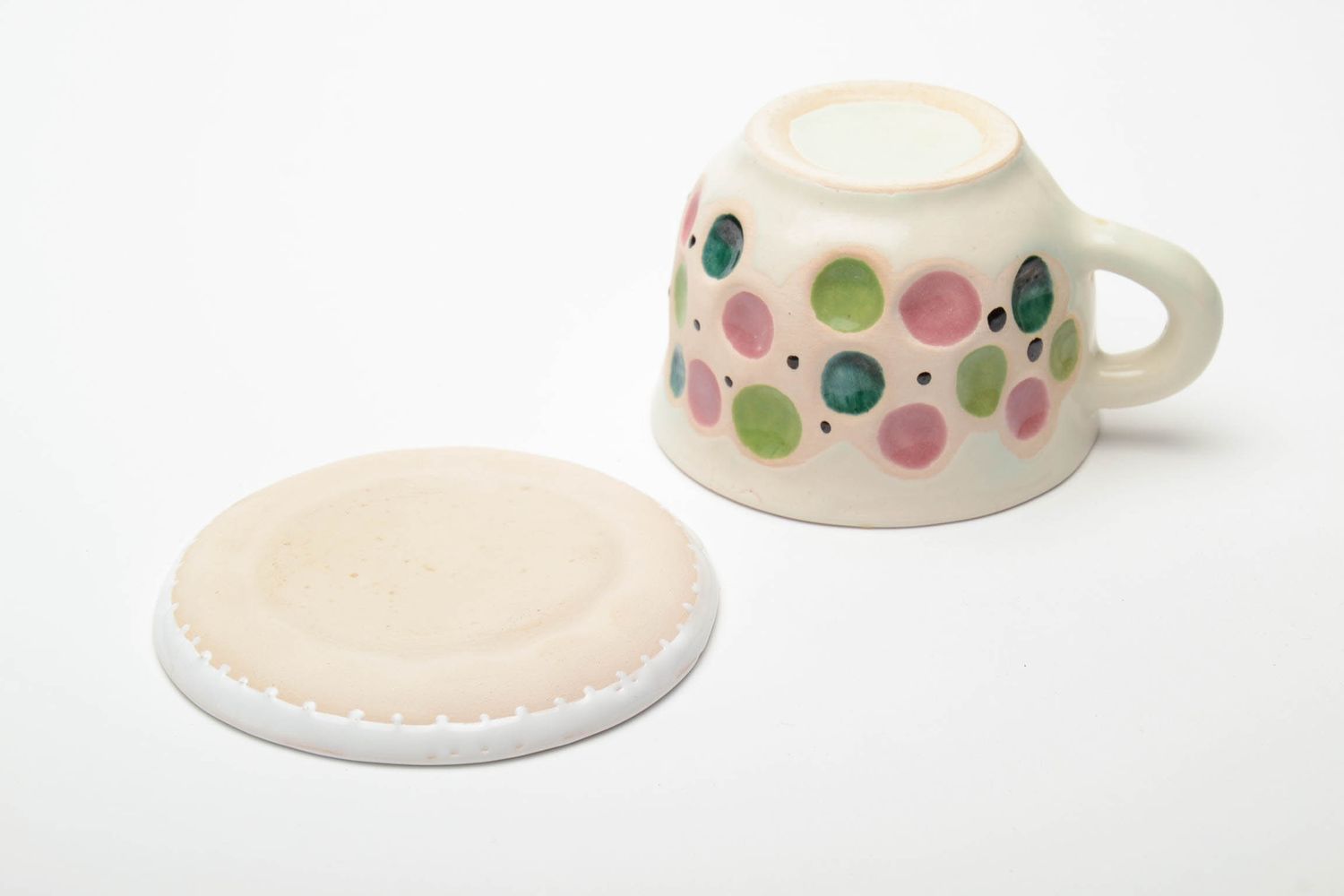 Taza cerámica hecha a mano con platillo foto 4
