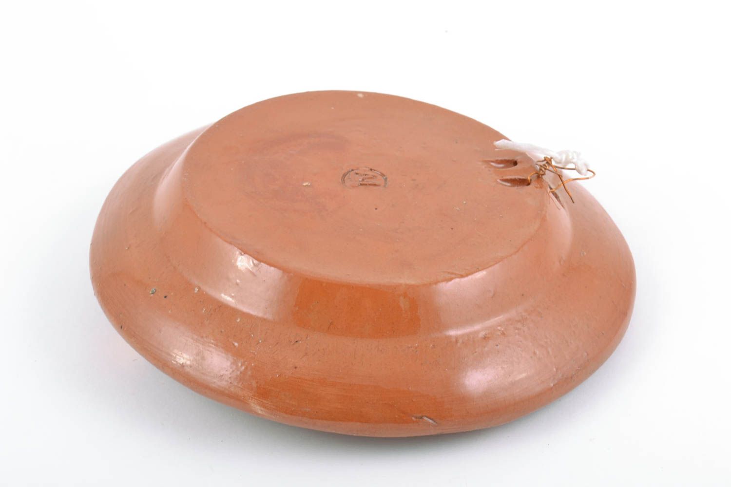 Декоративная тарелка настенная круглая с лепным цветком красивая ручной работы  фото 5