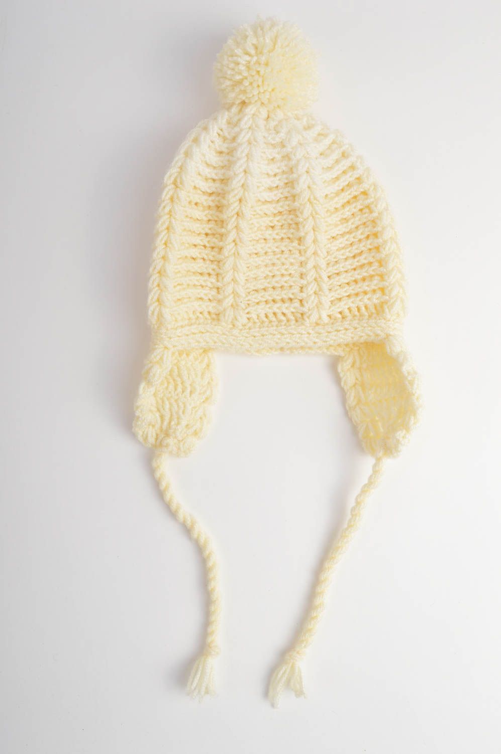 Bonnet tricot fait main Chapeau au crochet Vêtement enfant beau avec pompon photo 2