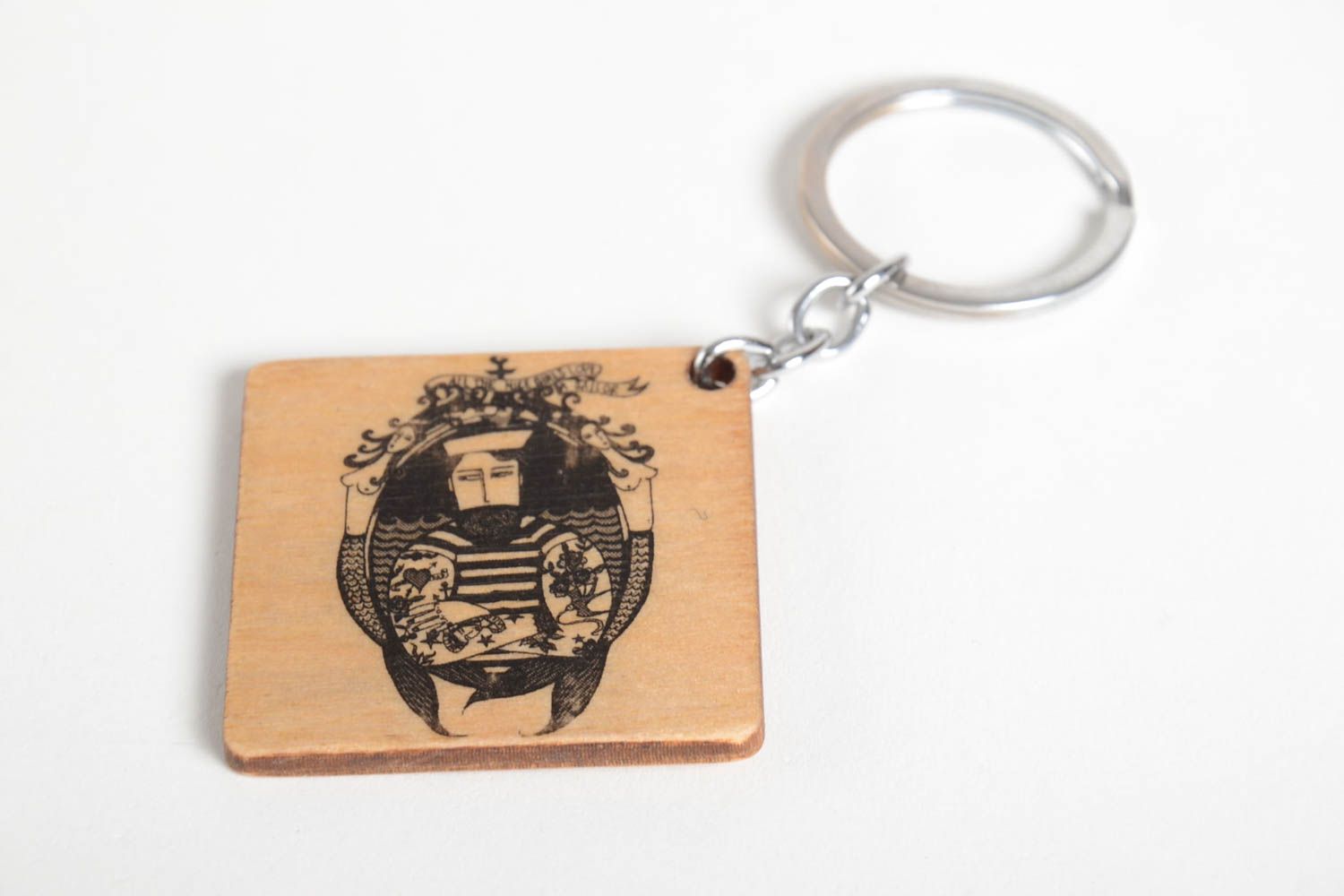 Handmade accessories for men designer keychain wooden keyring key fob  photo 3