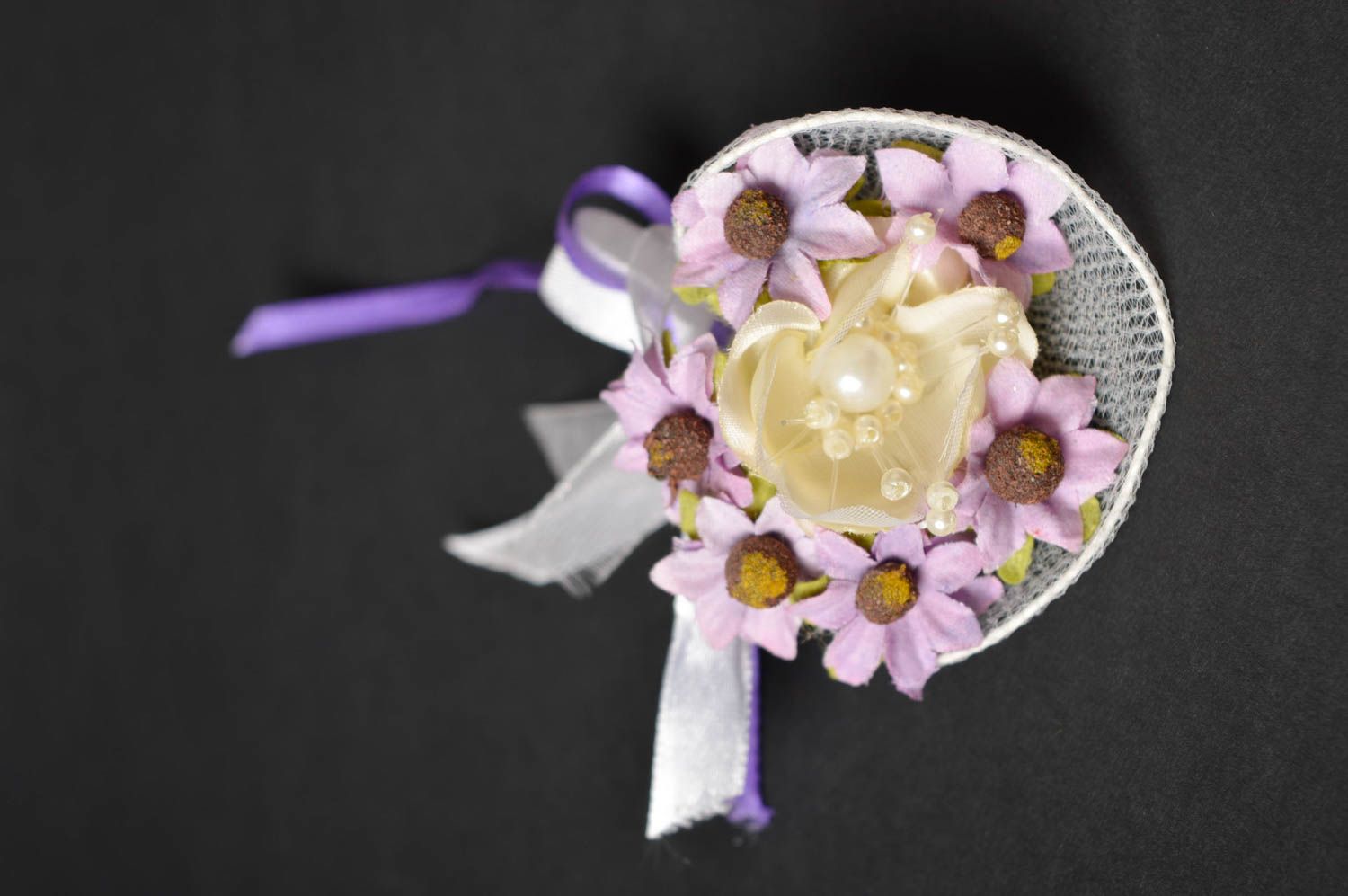 Handmade Anstecker Bräutigam violett Hochzeit Accessoire Ansteckblume Hochzeit  foto 4
