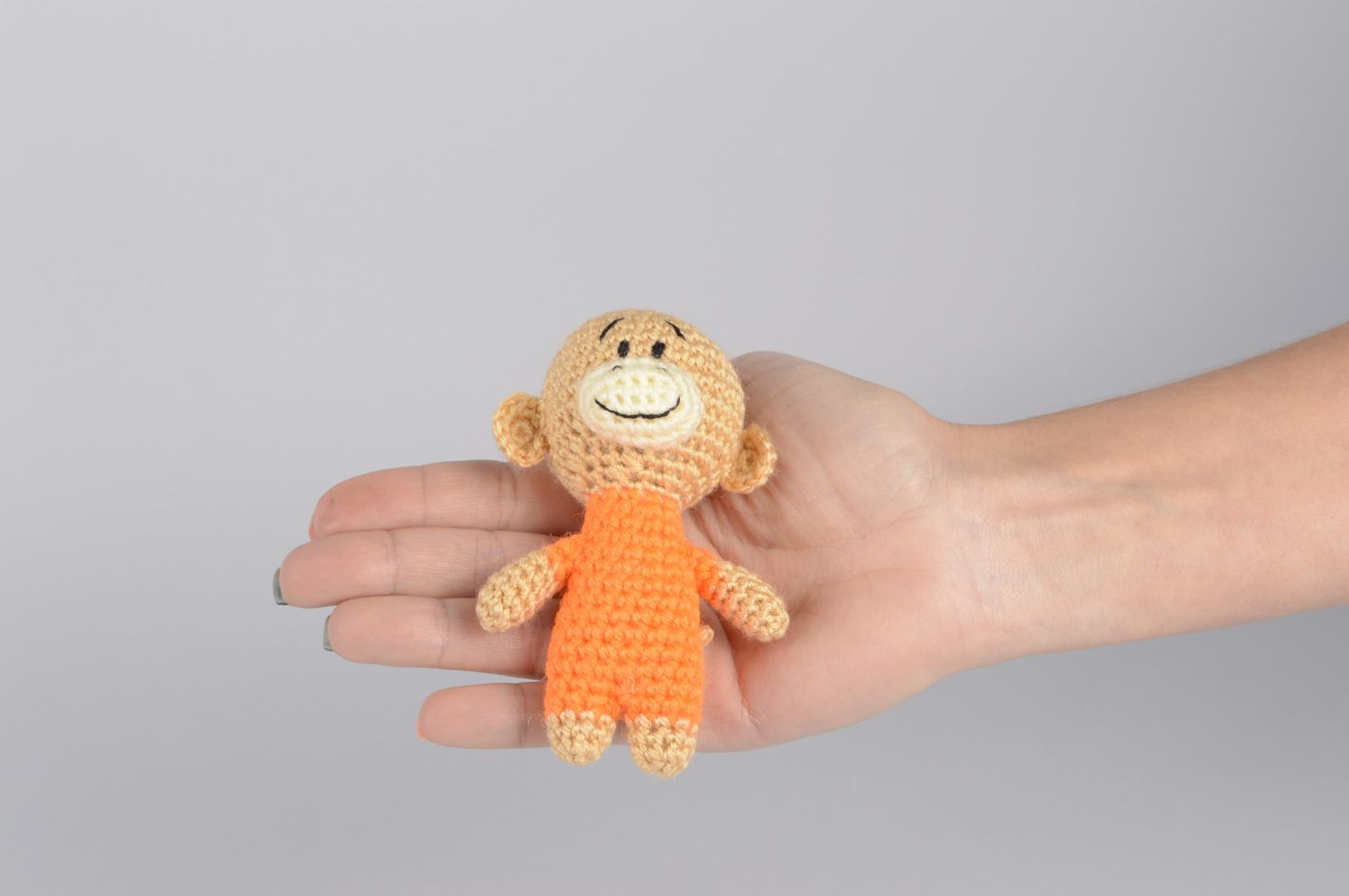 Мягкая игрушка ручной работы игрушка обезьянка вязаная игрушка акриловая фото 5