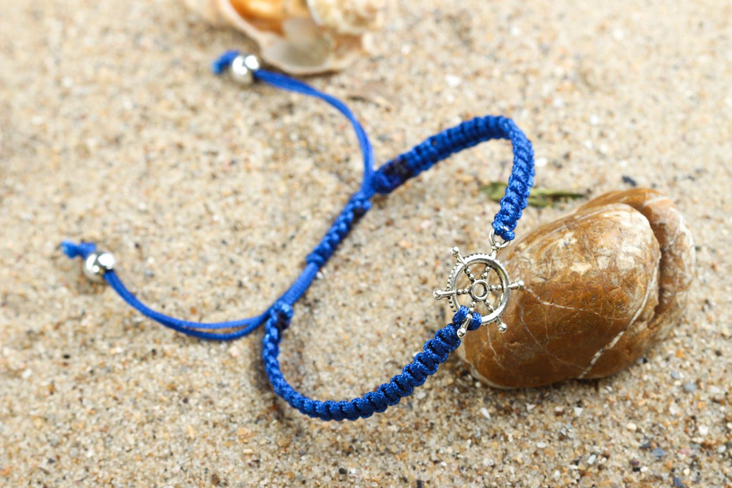 Красивый браслет ручной работы модная бижутерия плетеный браслет синий морской фото 1