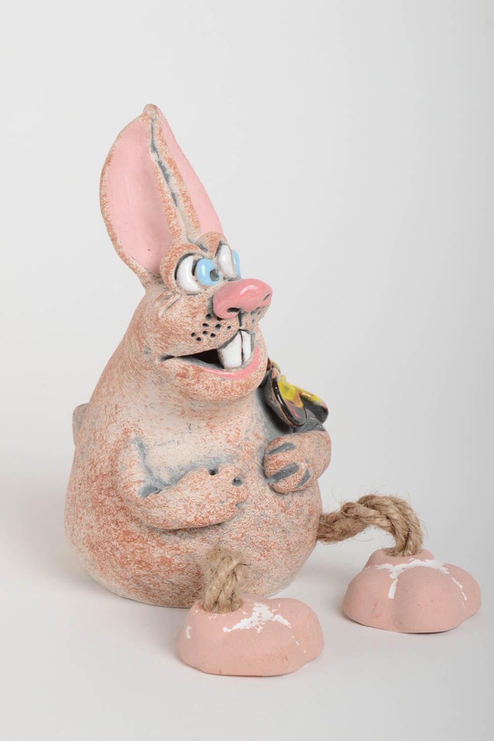 Tirelire lapin faite main Figurine animal en céramique Cadeau original photo 2