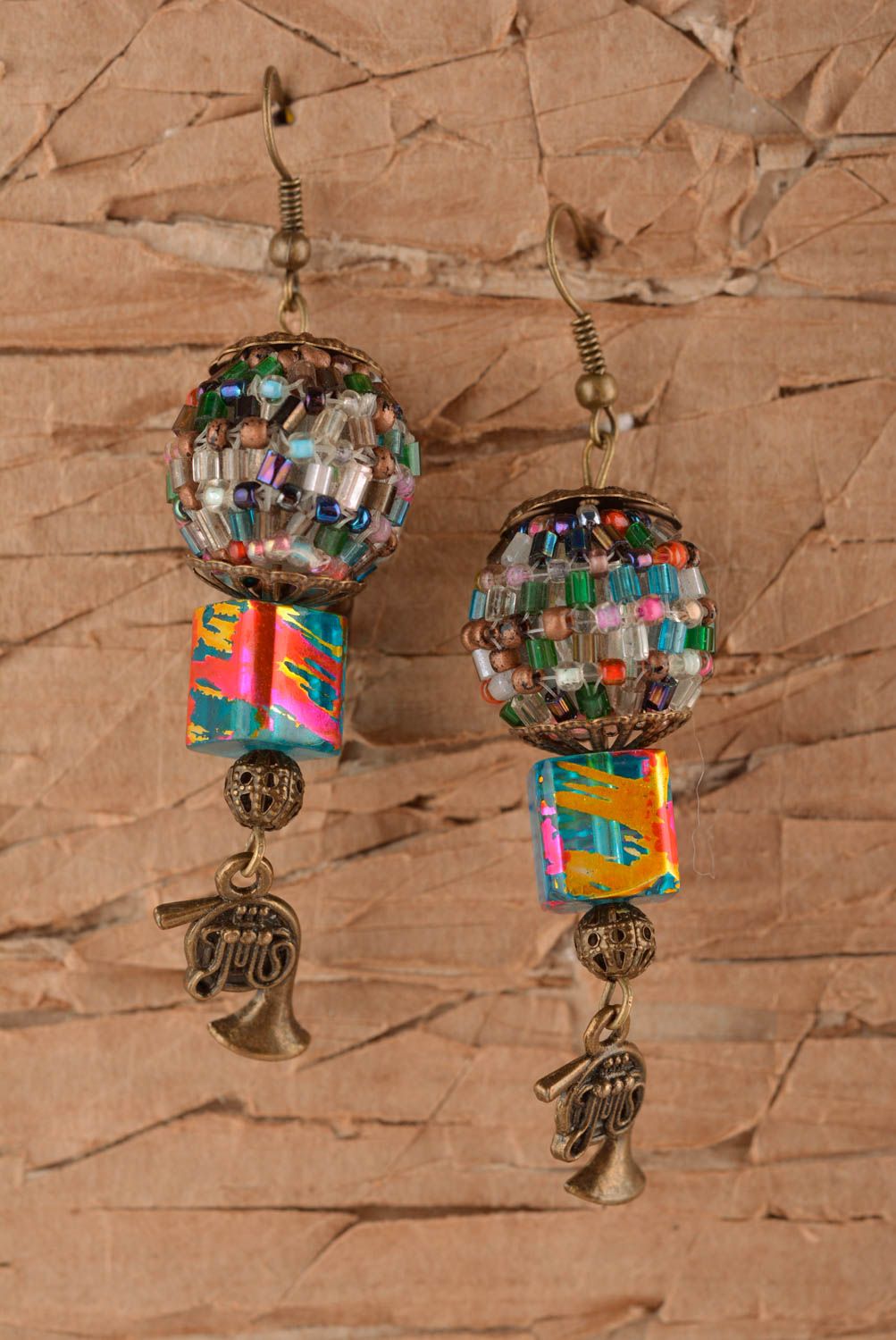 Unusual handmade beaded earrings metal earrings fashion accessories for girls photo 1