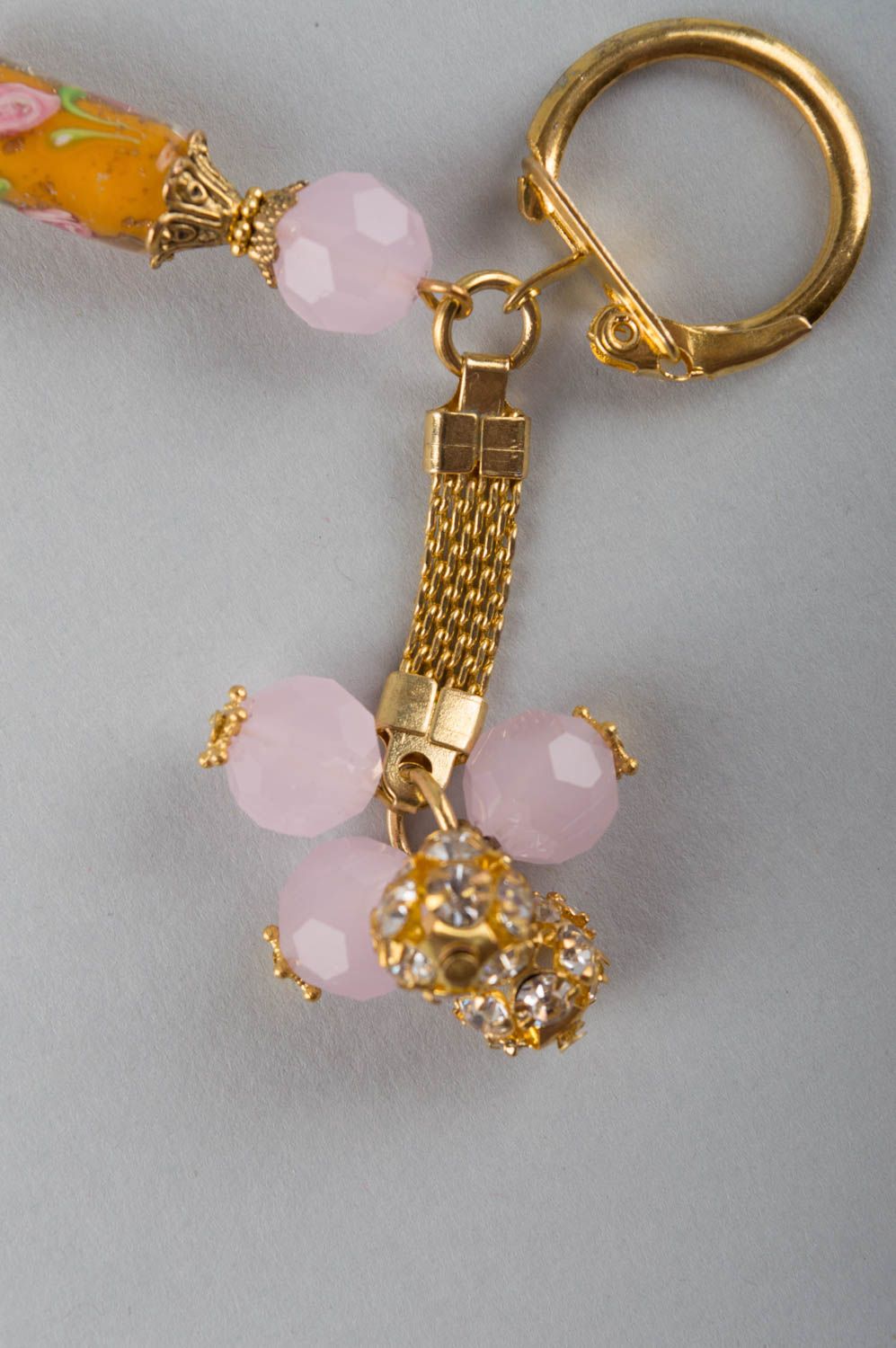Porte-clés en perles en verre et laiton fait main original accessoire pour femme photo 5