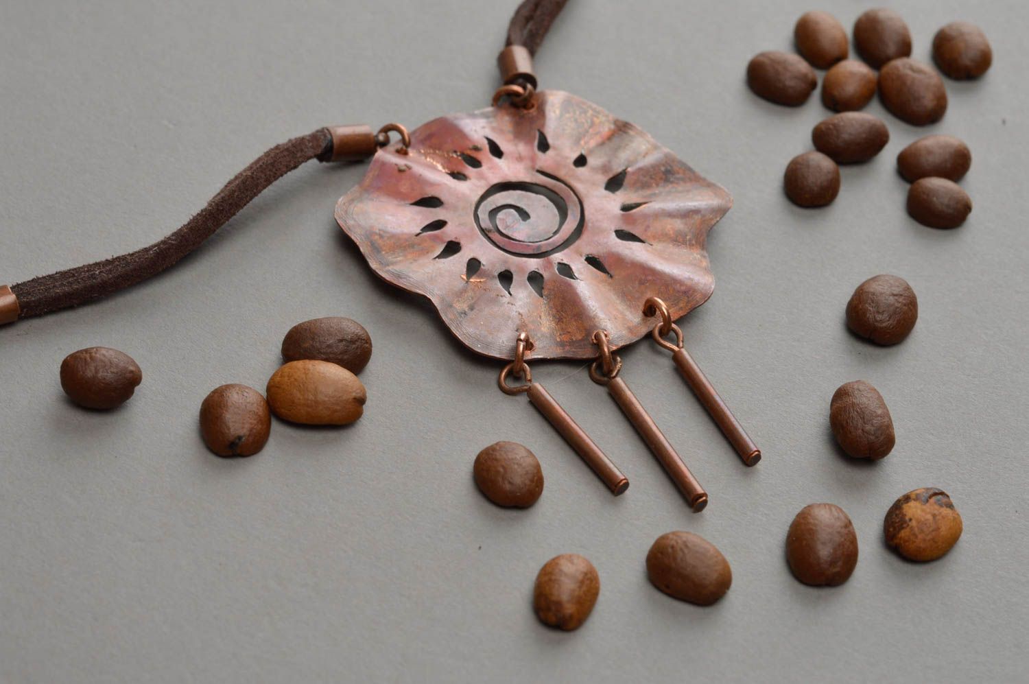 Handmade copper pendant beautiful female accessory present for fashionista photo 1