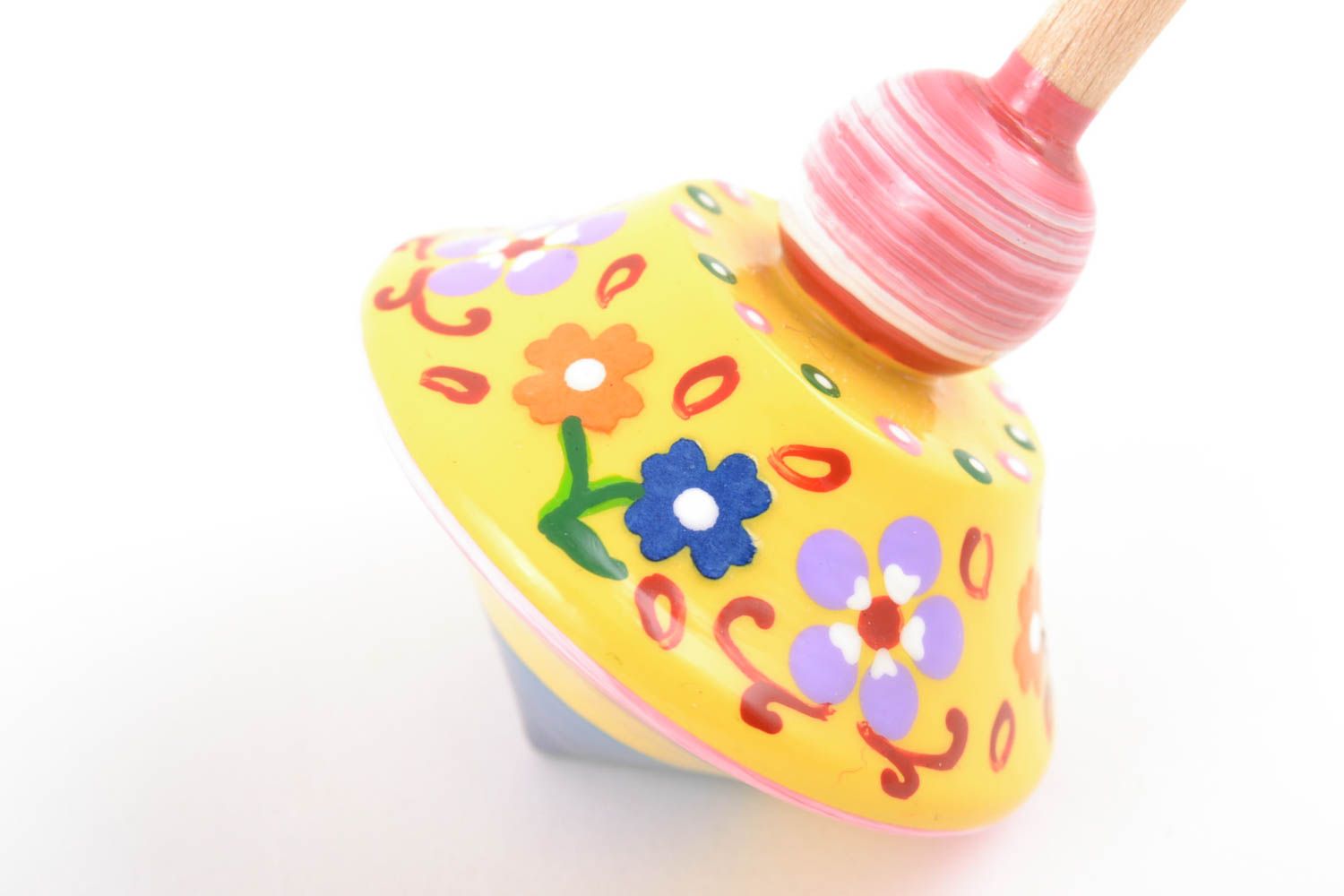 Toupie en bois faite main originale peinte multicolore jouet pour enfant photo 5