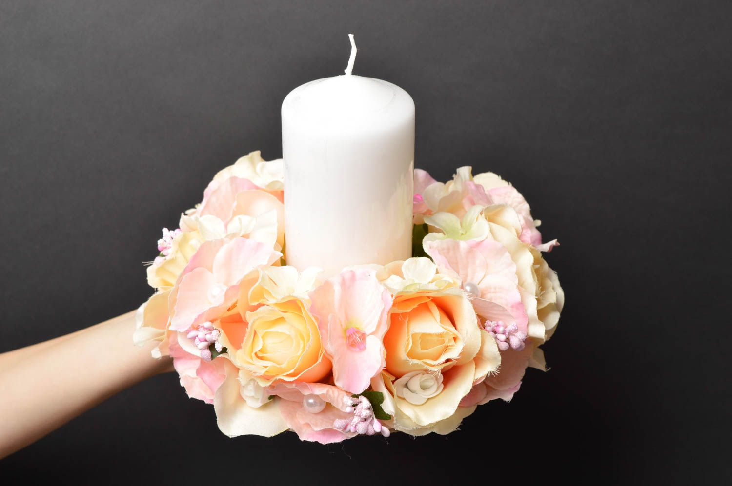 Свеча ручной работы свадебная свеча с цветами свеча на свадьбу красивая фото 5