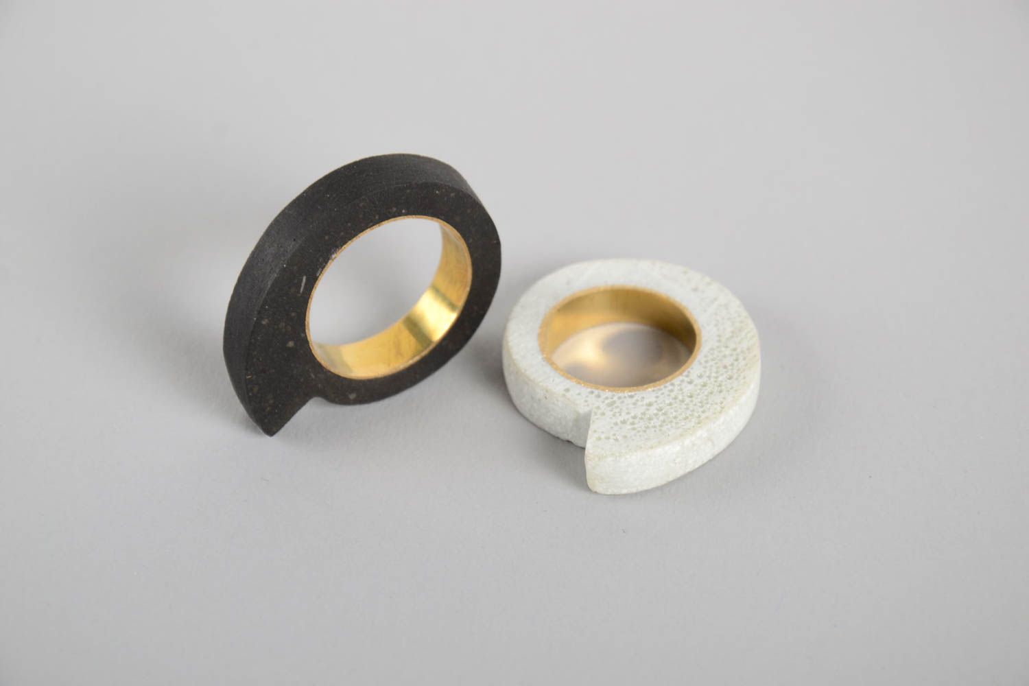 Handmade Schmuck Ringe aus Beton Damen Modeschmuck Accessoire für Frau 2 Stück foto 4