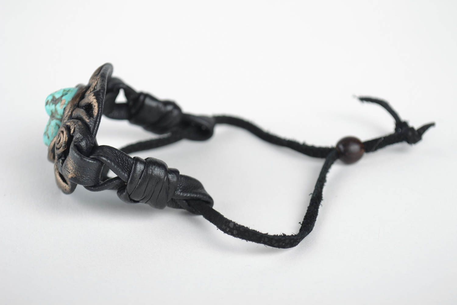 Handmade Leder Armband Designer Schmuck Accessoires für Frauen breit mit Steinen foto 4