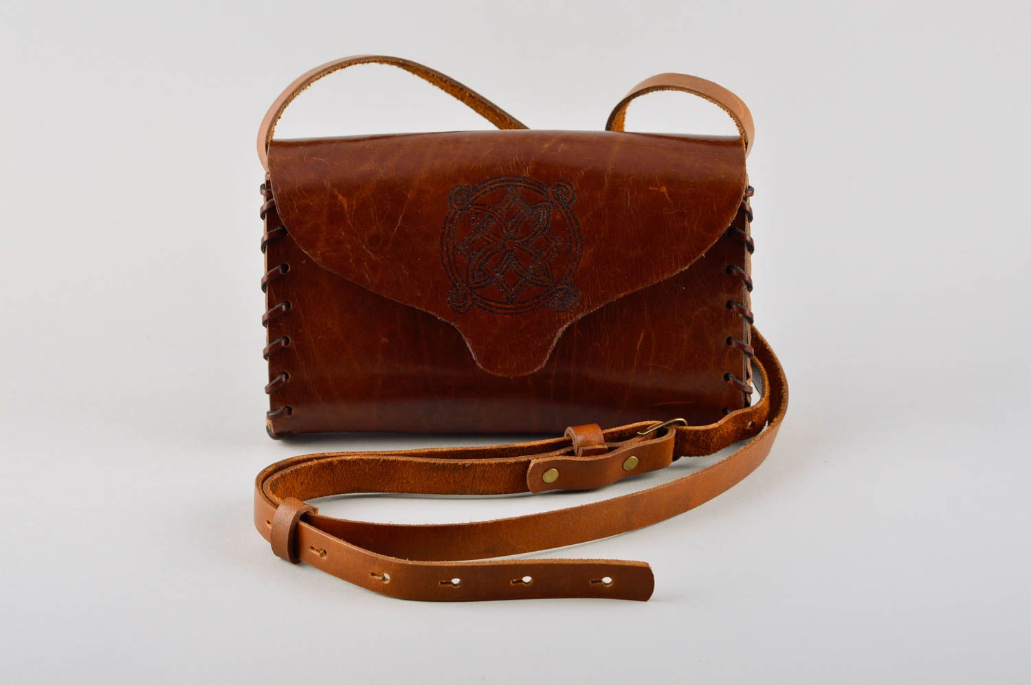 Unusual handmade leather bag leather goods shoulder bag fashion trends photo 2