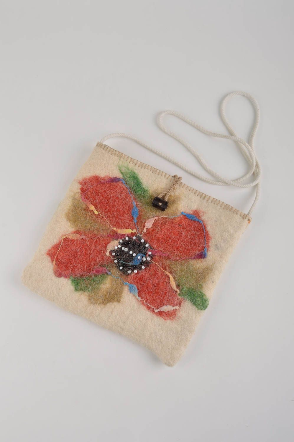 Сумка ручной работы сумка из шерсти валяный аксессуар женская сумка с цветком фото 2