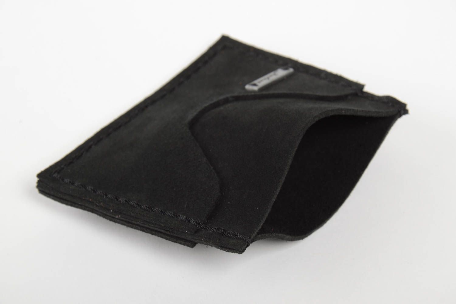Черное портмоне из кожи ручной работы мужское оригинальный подарок авторское фото 2