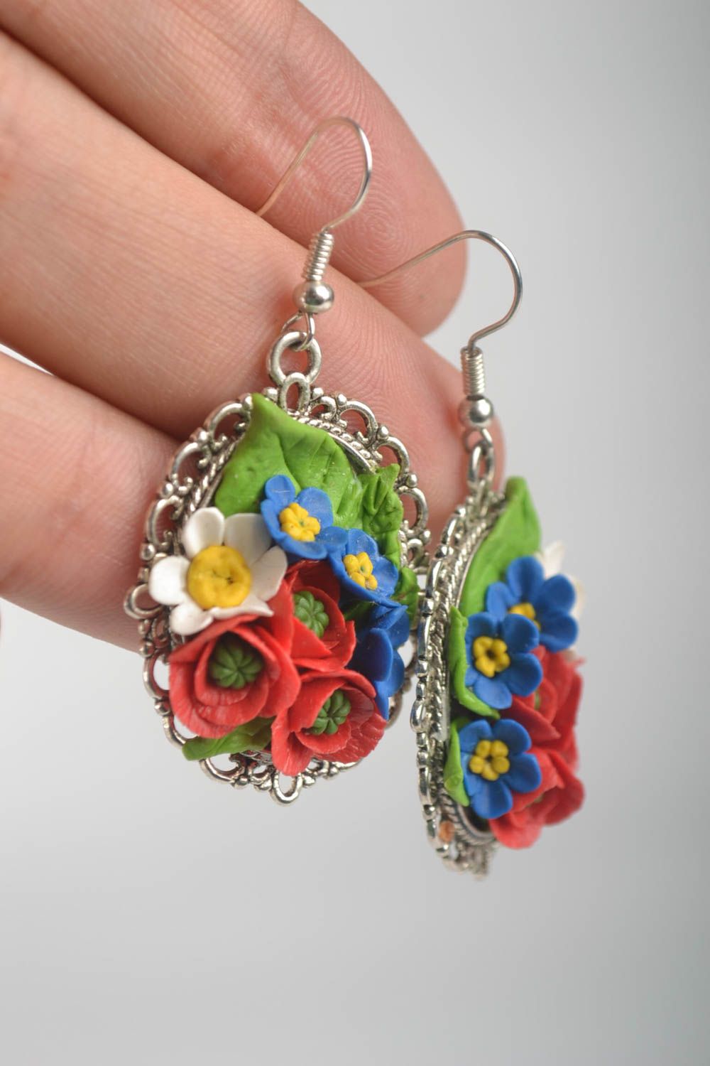 Элитная бижутерия модные серьги яркие цветочные украшения ручной работы фото 5