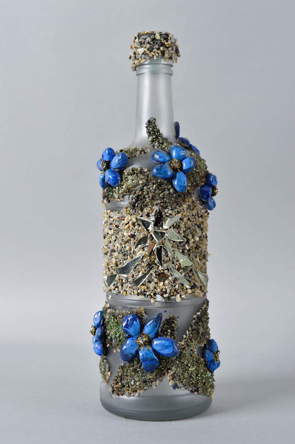 Стеклянная бутылка хэнд мэйд узоры из песка украшение для дома декор квартиры фото 2