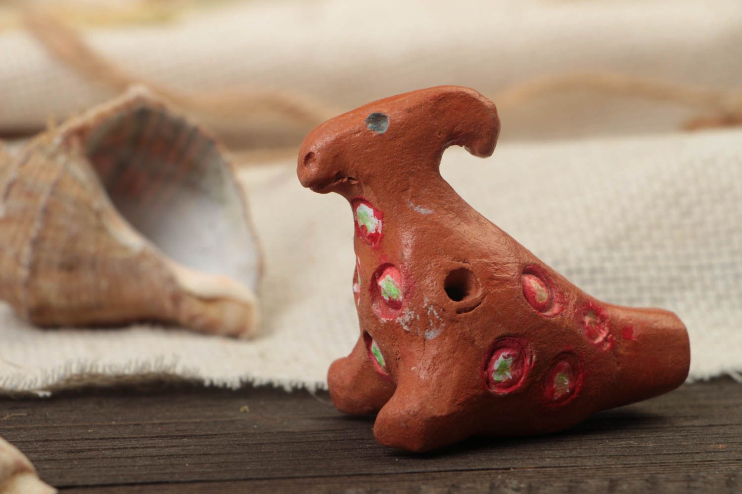 Clay eco friendly whistle handmade toy in the form of lamb for children photo 1