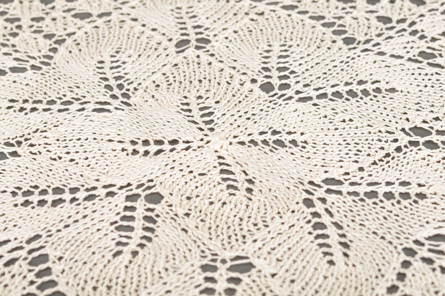 Handmade square crochet cotton decorative table napkin of cream color photo 3