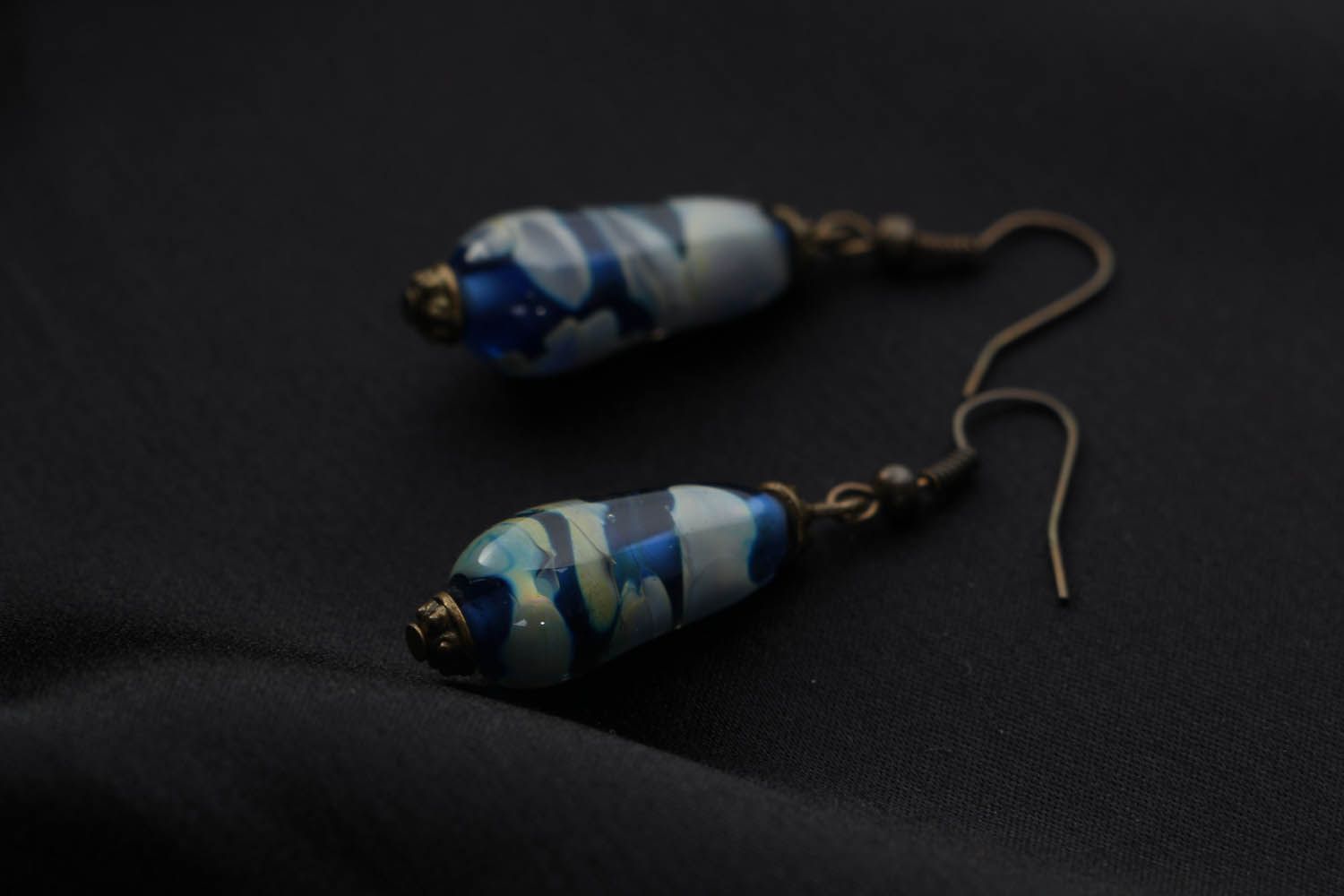 Long glass earrings Brooding clouds in the Night Sky photo 2