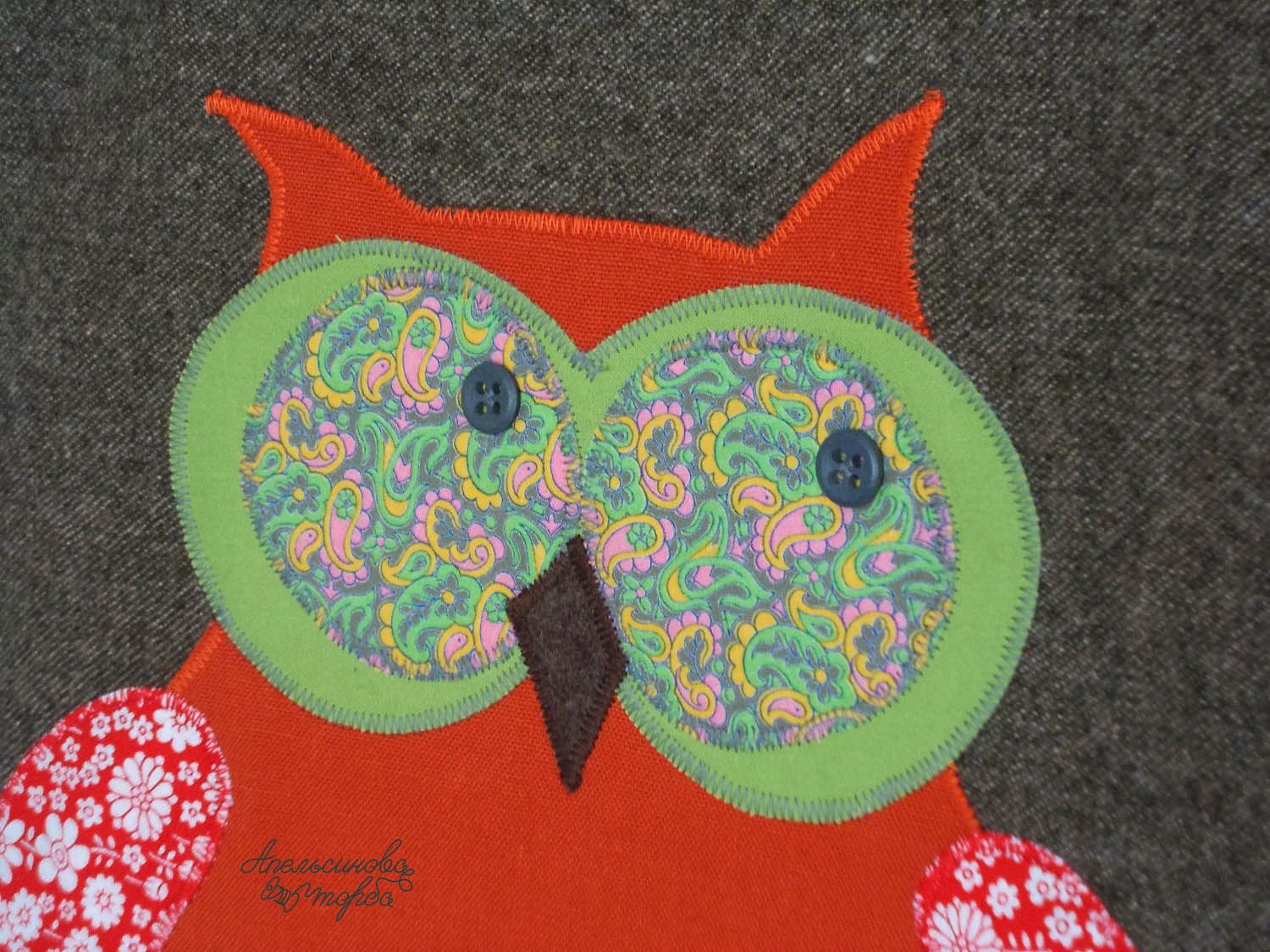 Handmade fabric bag Owl photo 3