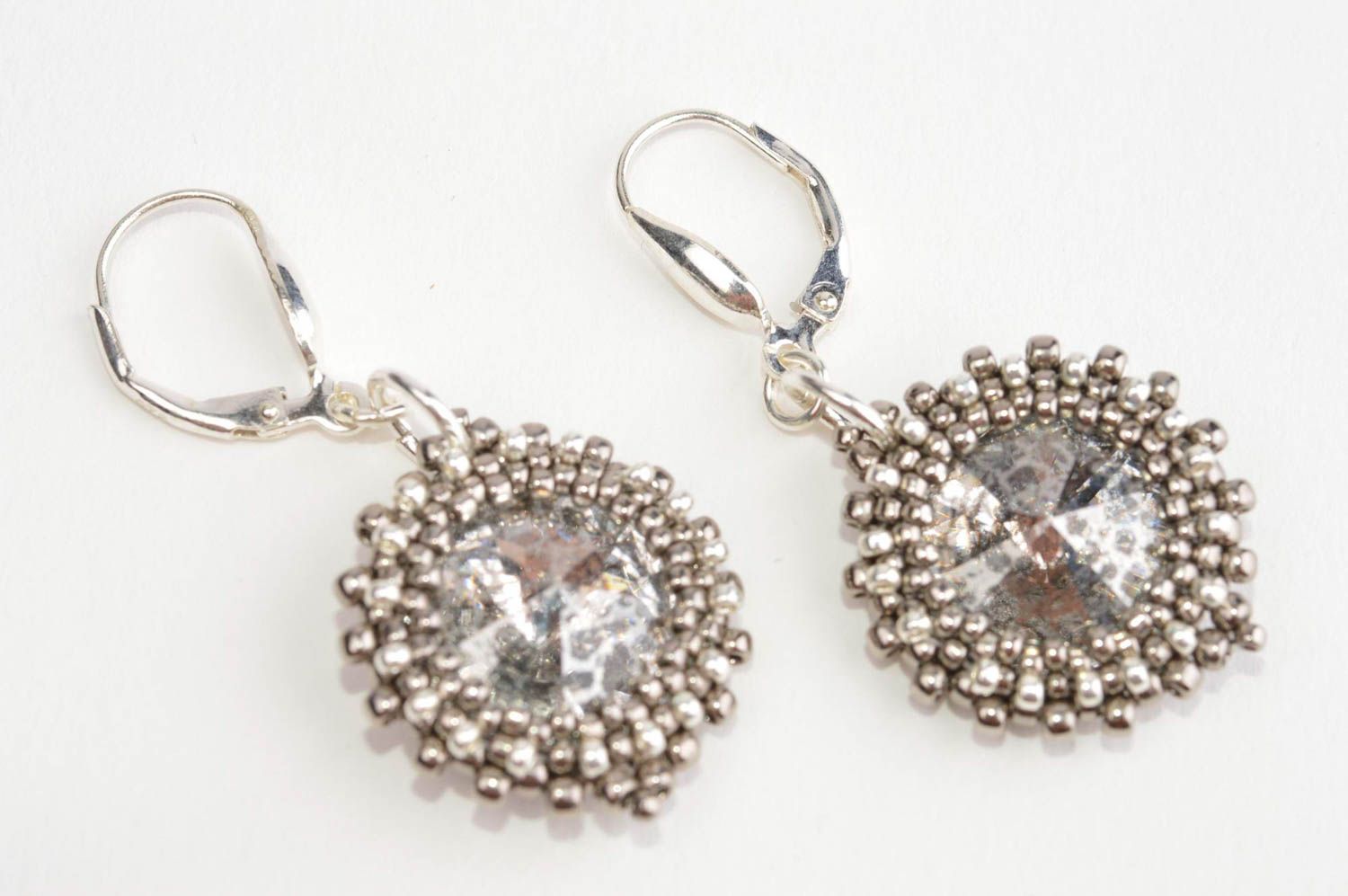 Handmade earrings with rhinestones shiny earrings evening earrings for girls photo 2